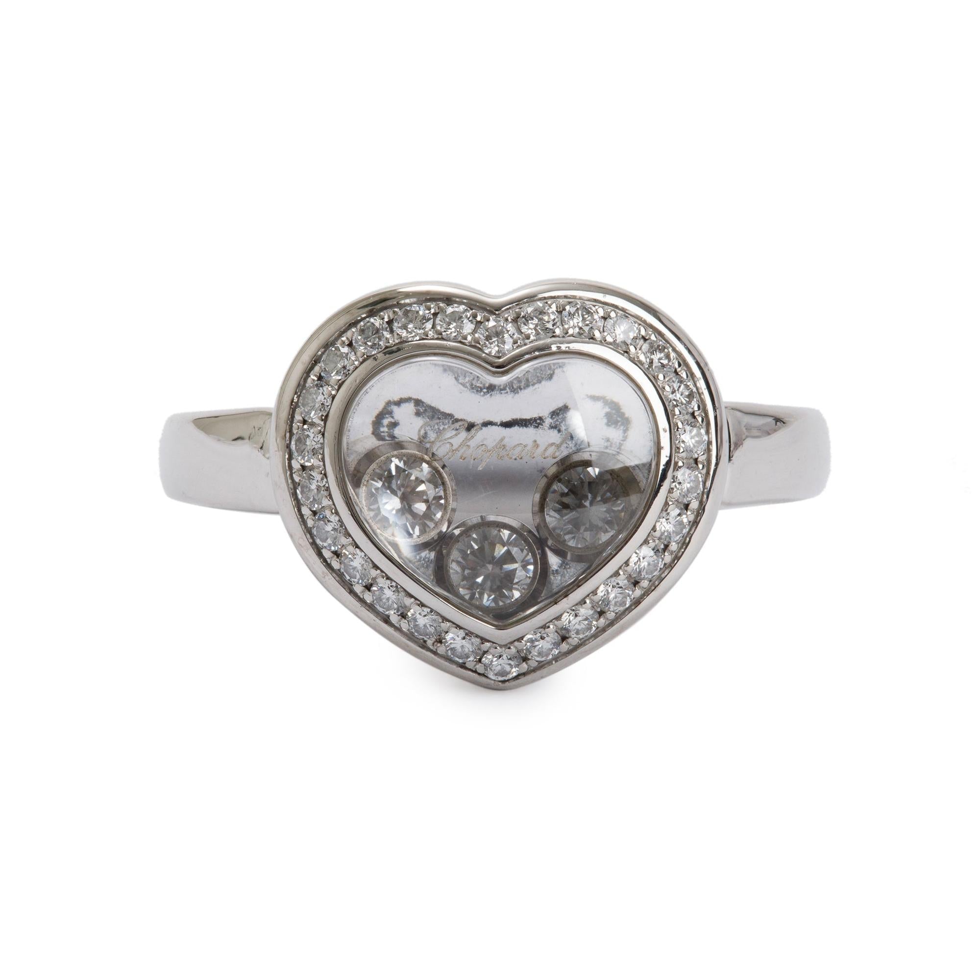 Chopard 18k White Gold Happy Diamonds Icons Heart Ring, Size 4.5