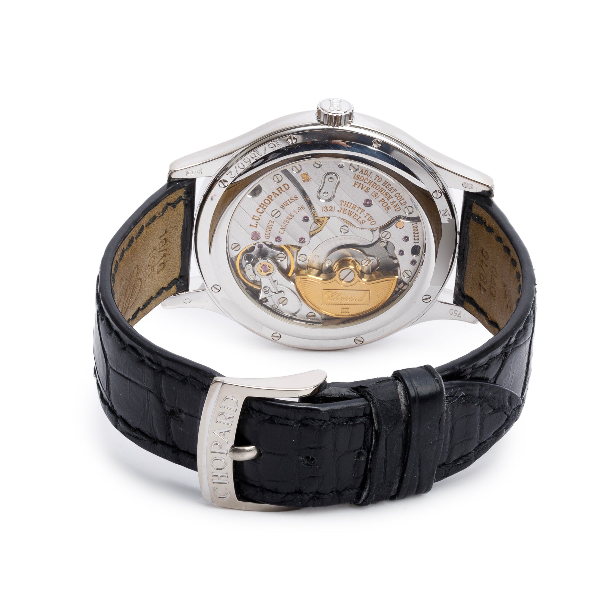 Chopard 18k White Gold L.U.C Classic 1860 36.5 MM Automatic Watch Silver Guilloche Dial
