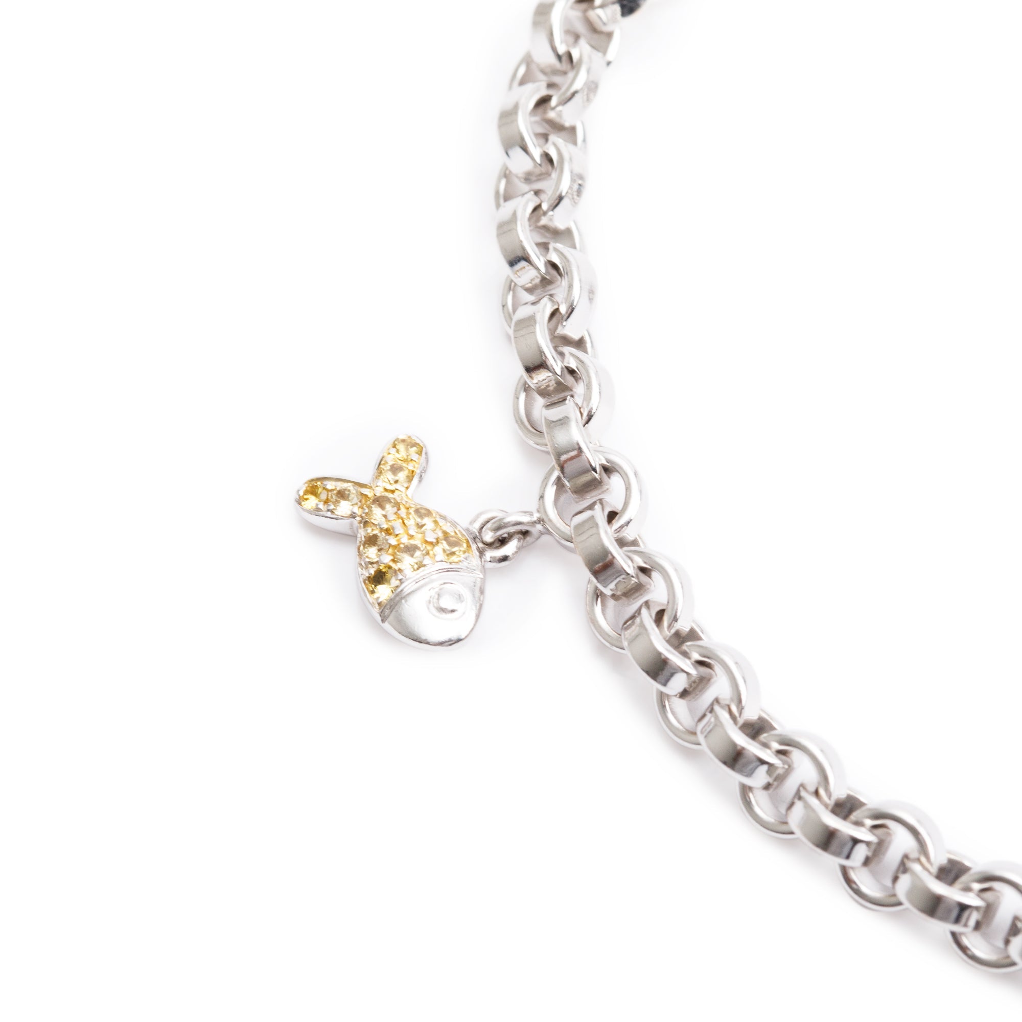 Chopard 18k White Gold Ruby & Sapphire Happy Fish Charm Bracelet