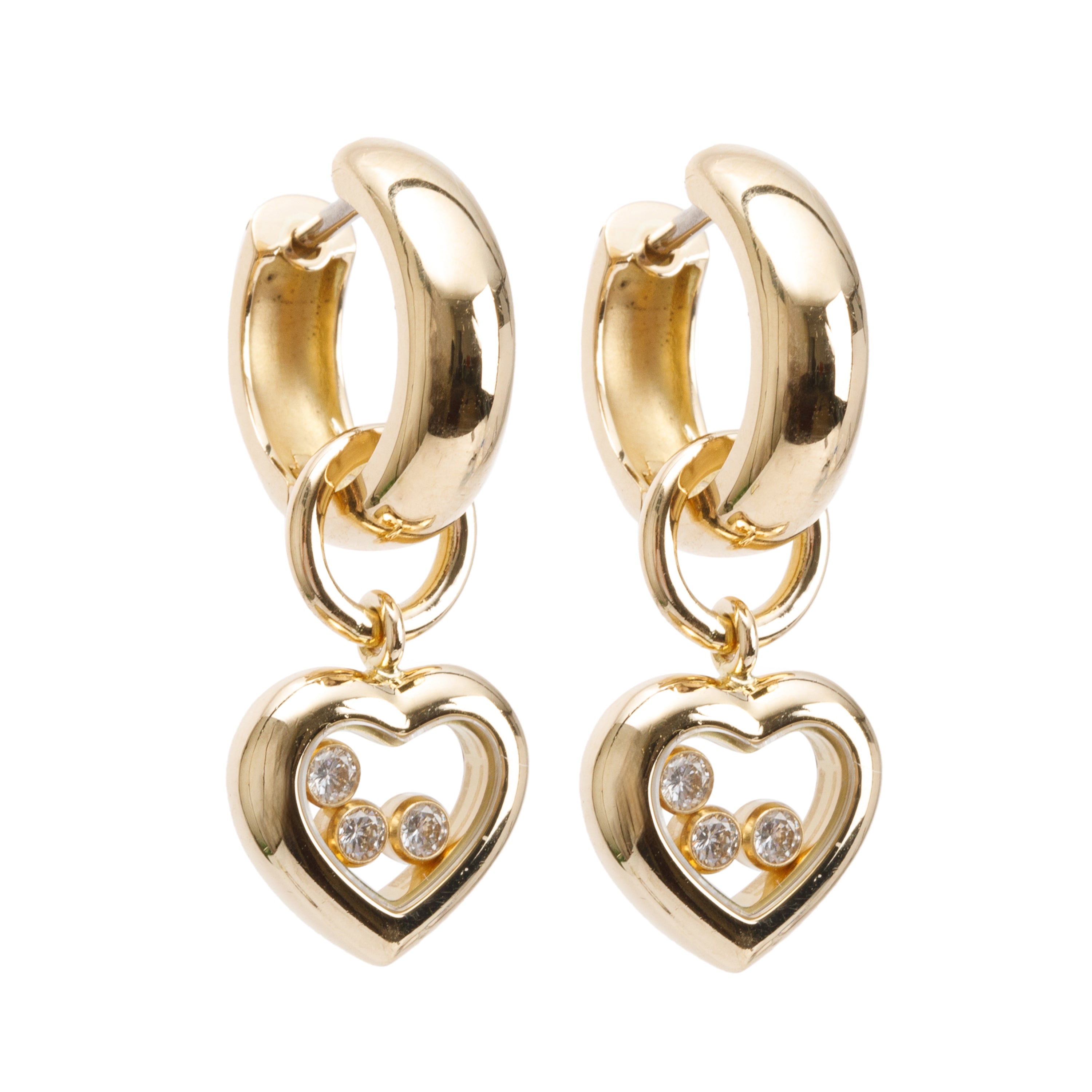 Chopard 18k Yellow Gold Happy Diamond Icons Heart Drop Earrings