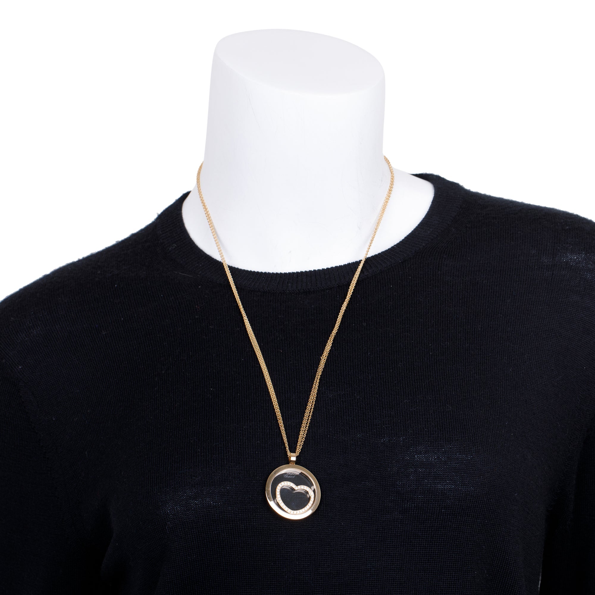 Chopard 18k Yellow Gold Happy Spirit Diamond Heart Pendant Necklace