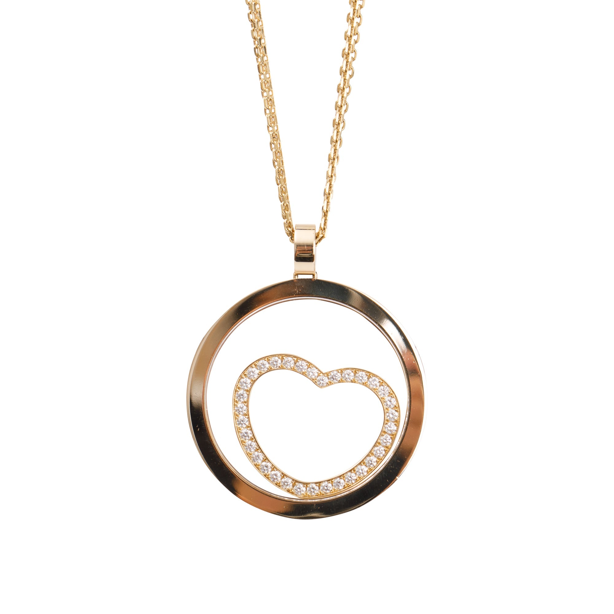 Chopard 18k Yellow Gold Happy Spirit Diamond Heart Pendant Necklace