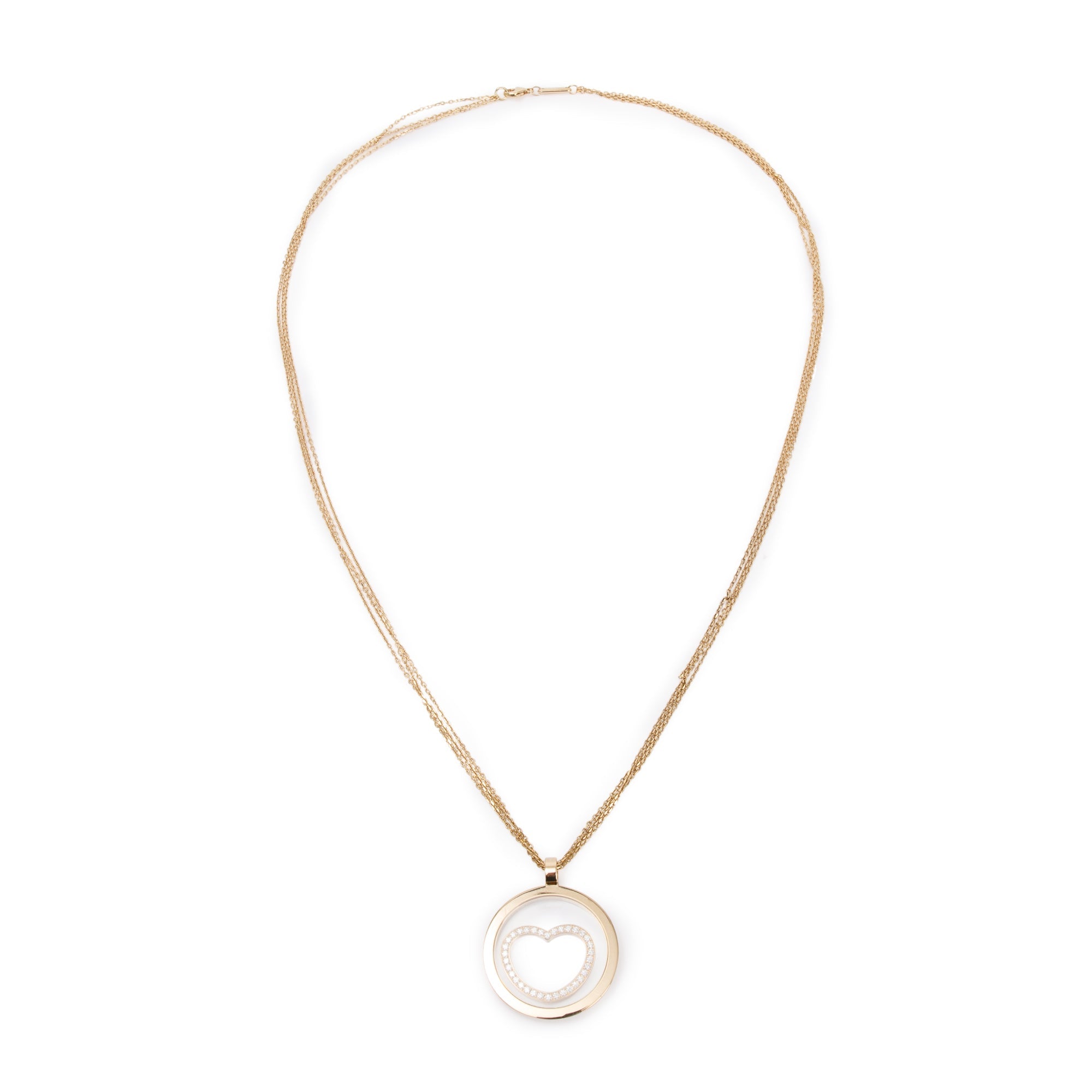 Chopard 18k Yellow Gold Happy Spirit Diamond Heart Pendant Necklace