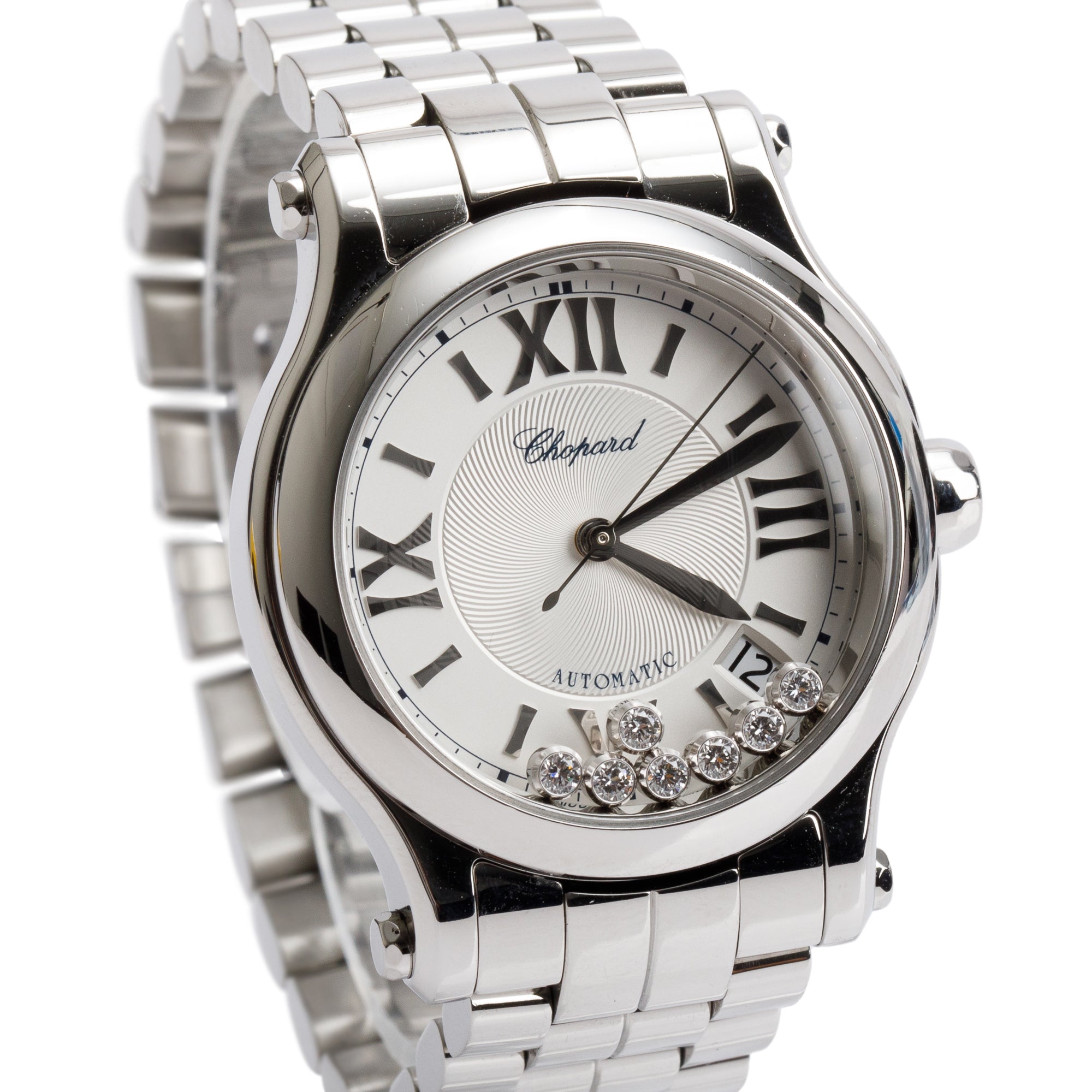 Chopard 2022 Stainless Steel Happy Sport Diamond 36 MM Automatic Watch w/ Box & Papers