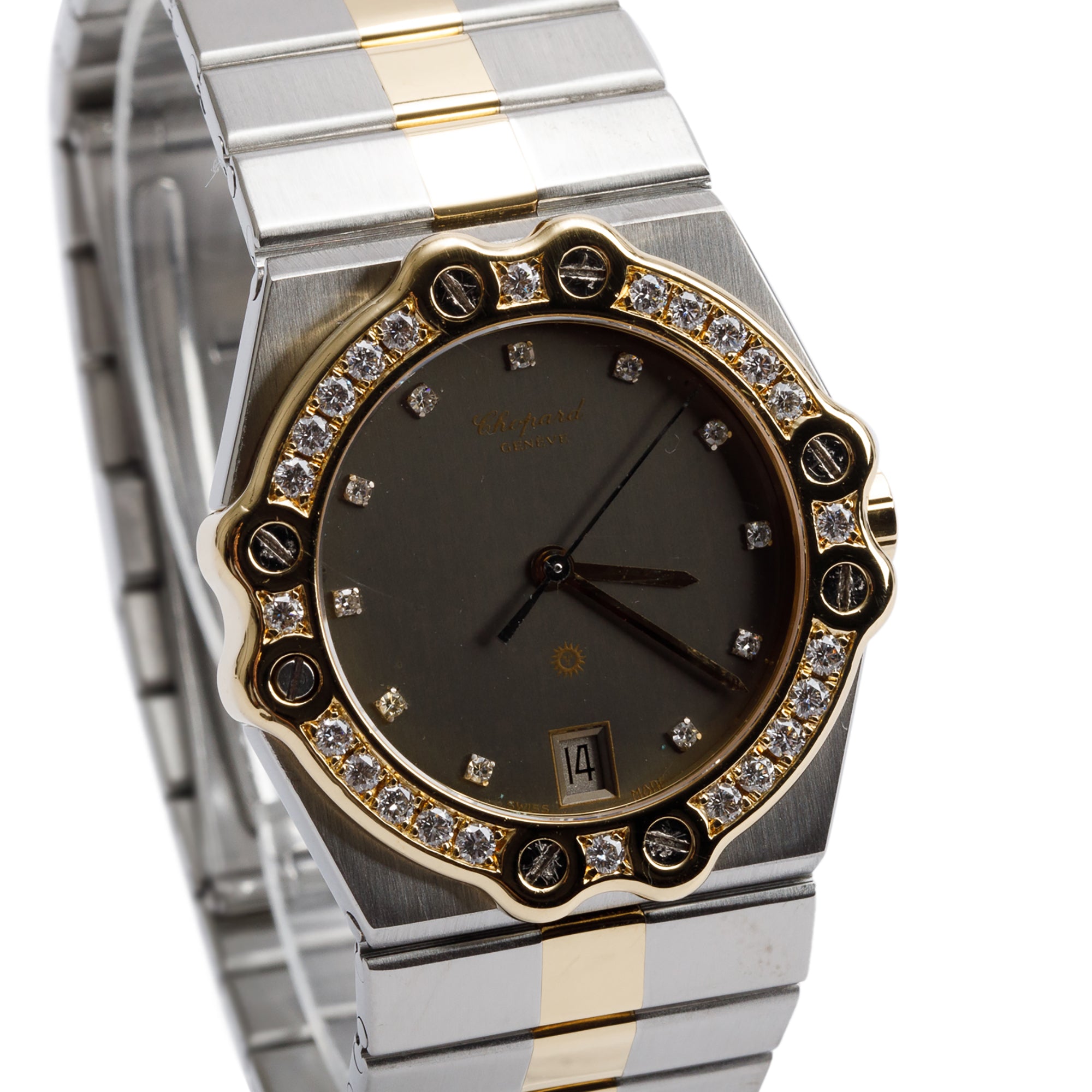Chopard Stainless Steel & 18k Yellow Gold Diamond Bezel & Diamond Dial St. Moritz 32 MM Watch