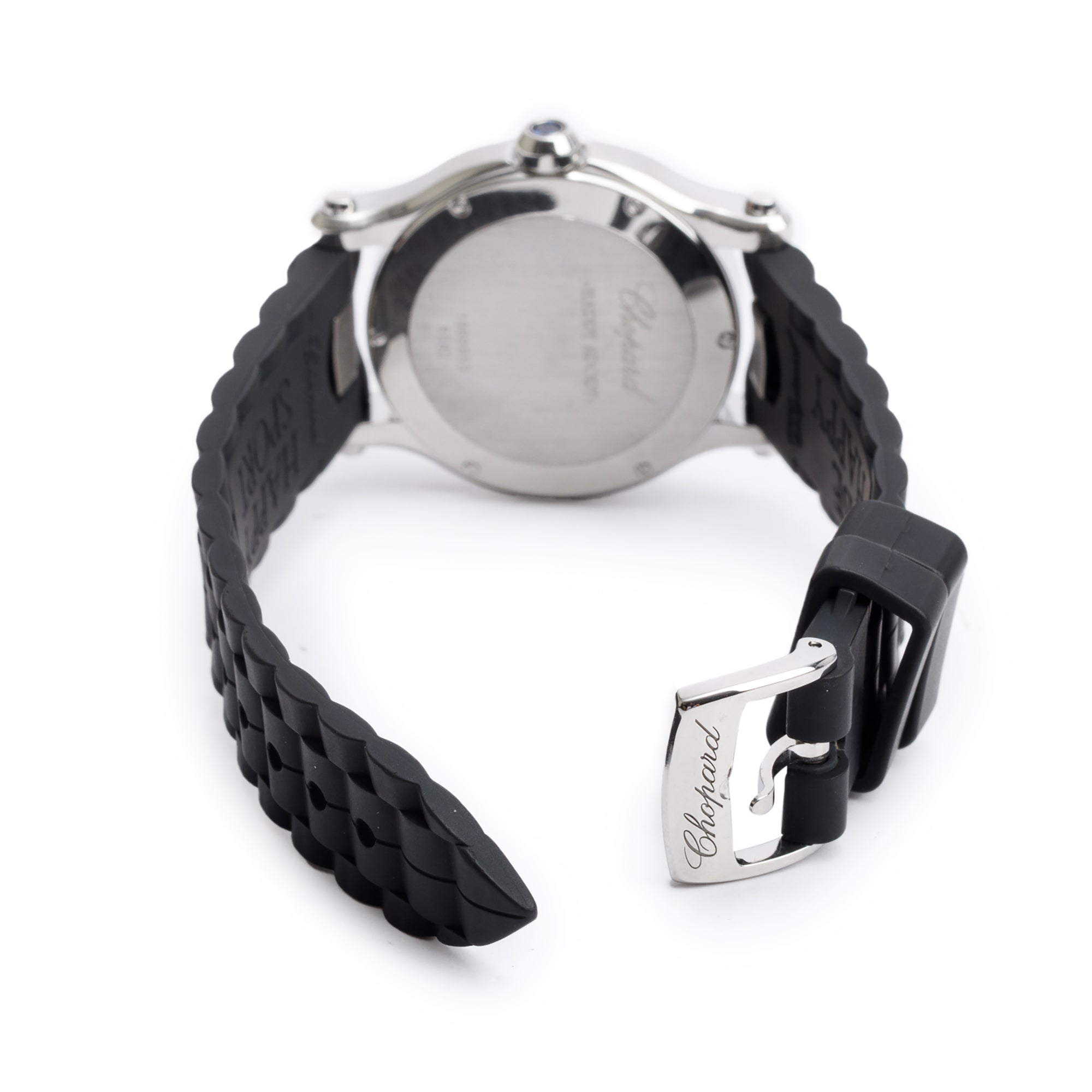 Chopard Stainless Steel Diamond Happy Sport 36 MM Quartz Watch w/ Box, Papers & Extra Strap