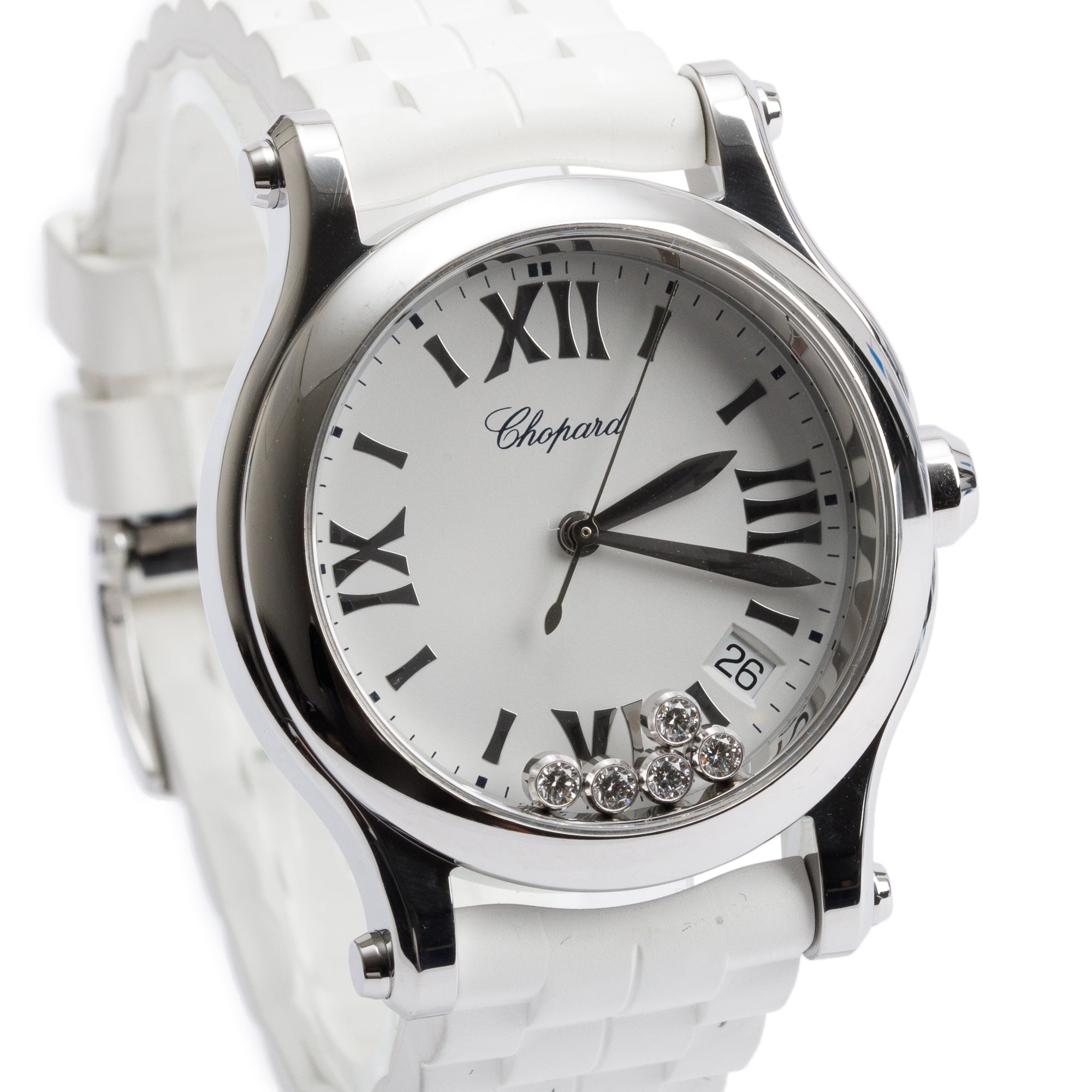 Chopard Stainless Steel Happy Sport Diamond 36 MM Watch w/ Box & Papers