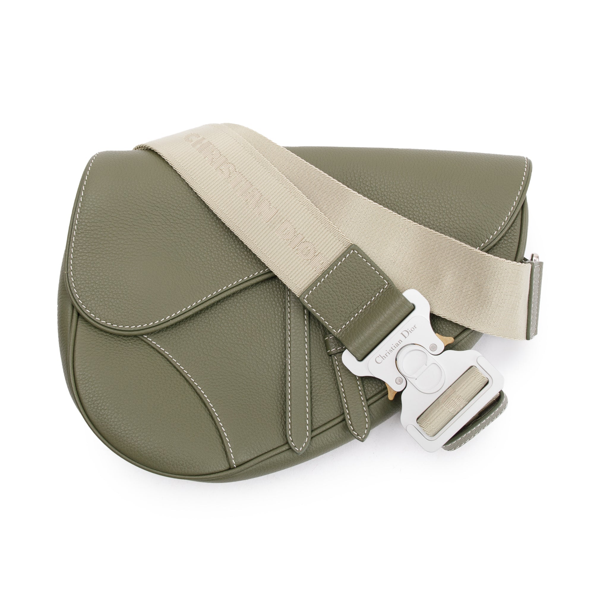Christian 2020 Dior Green Leather Saddle Bag