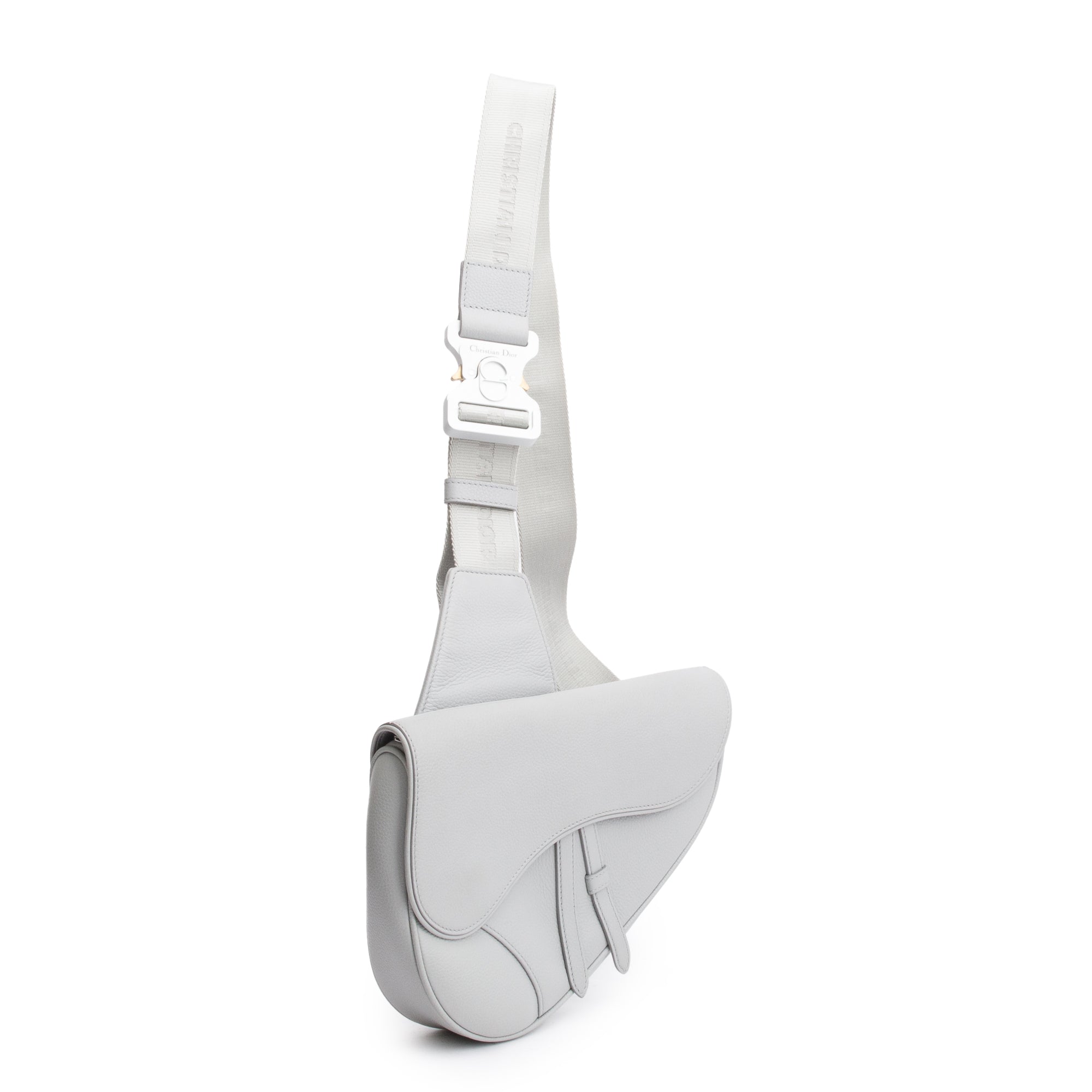 Christian 2021 Grey Calfskin Leather Saddle Bag