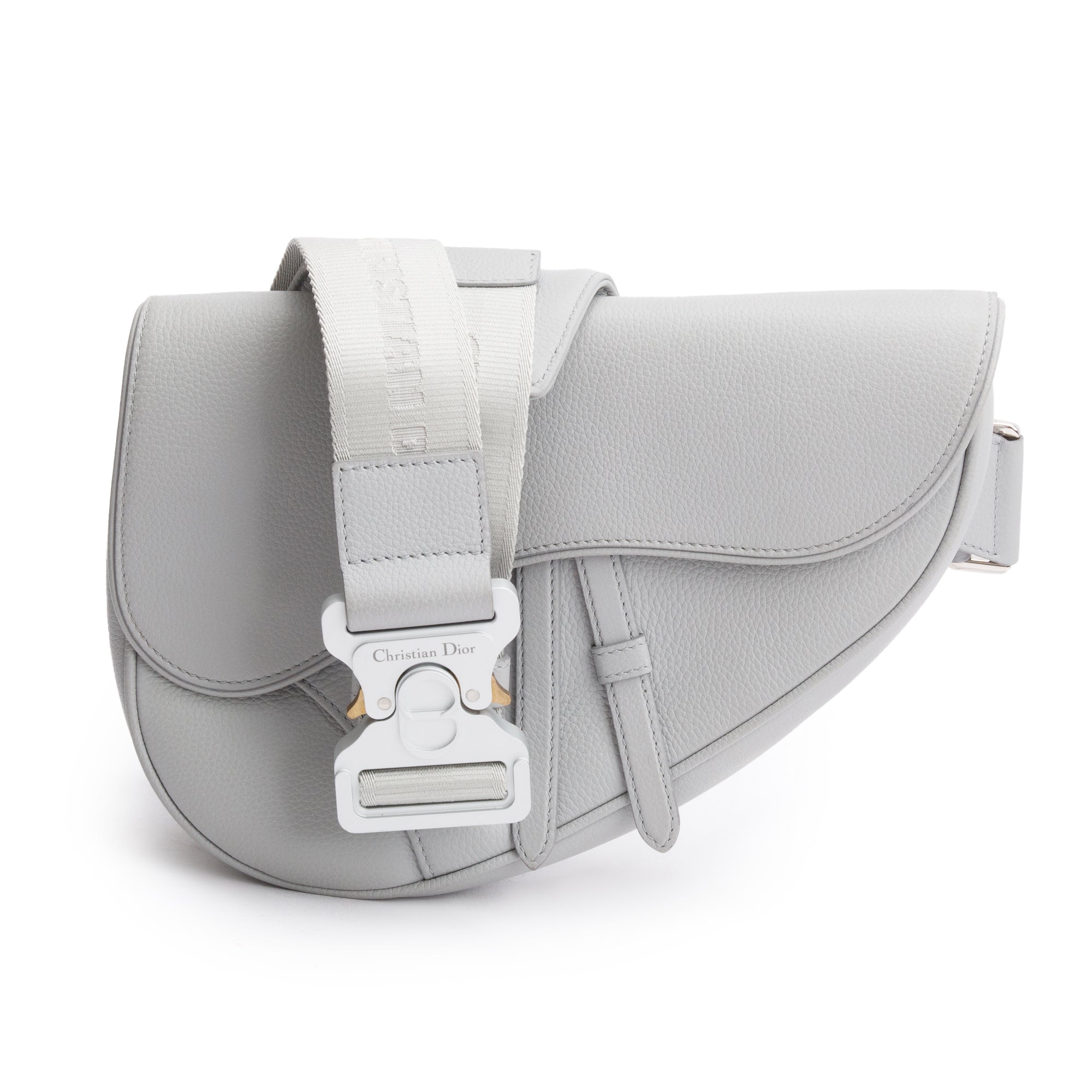 Christian 2021 Grey Calfskin Leather Saddle Bag