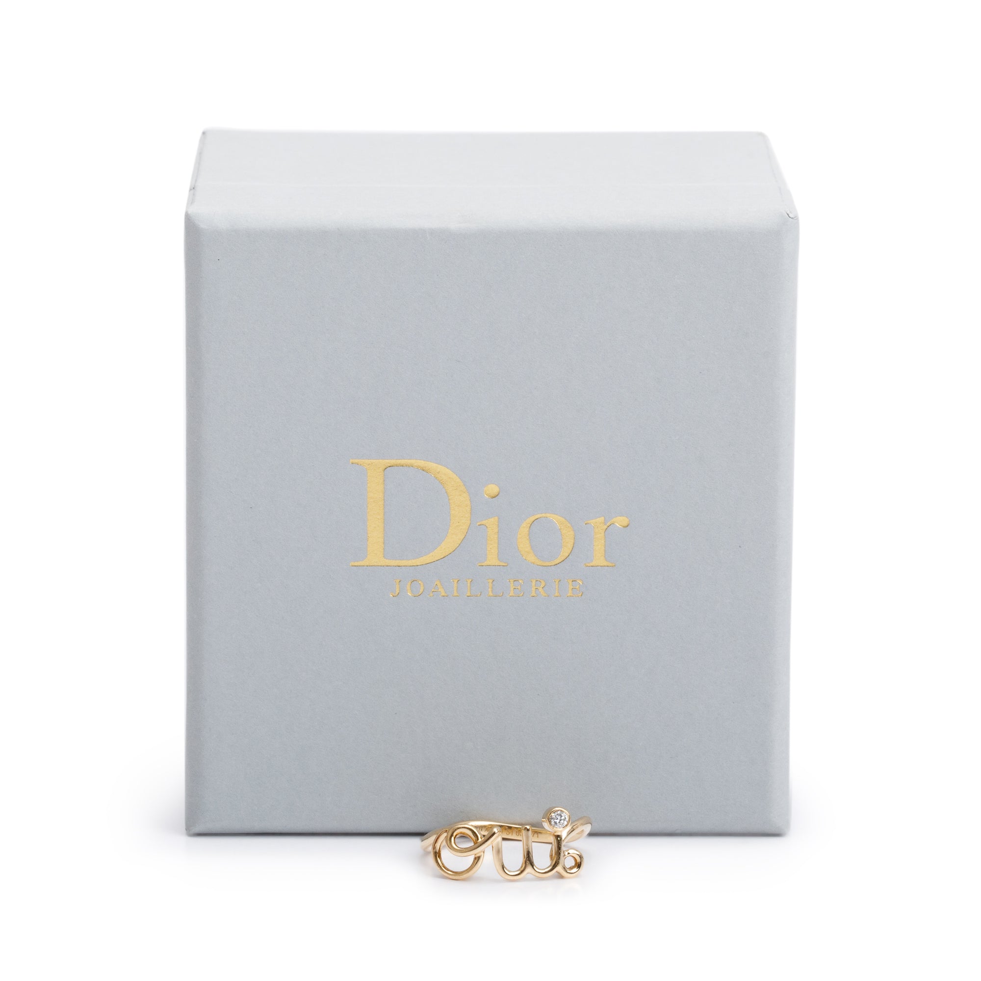 Christian Dior 18k Yellow Gold Diamond Dioramour Ring, Size 51 5.75 w/ Box
