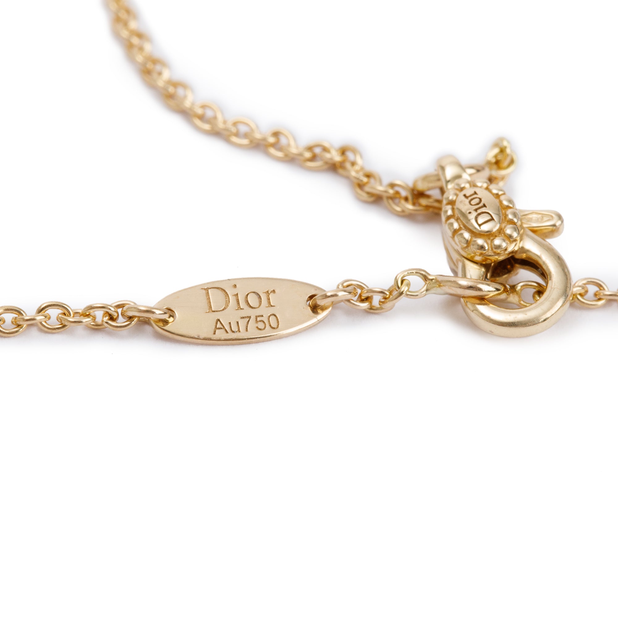 Christian Dior 18k Yellow Gold Diamond Red Ceramic Rose Des Vents Heart Motif Pendant Necklace