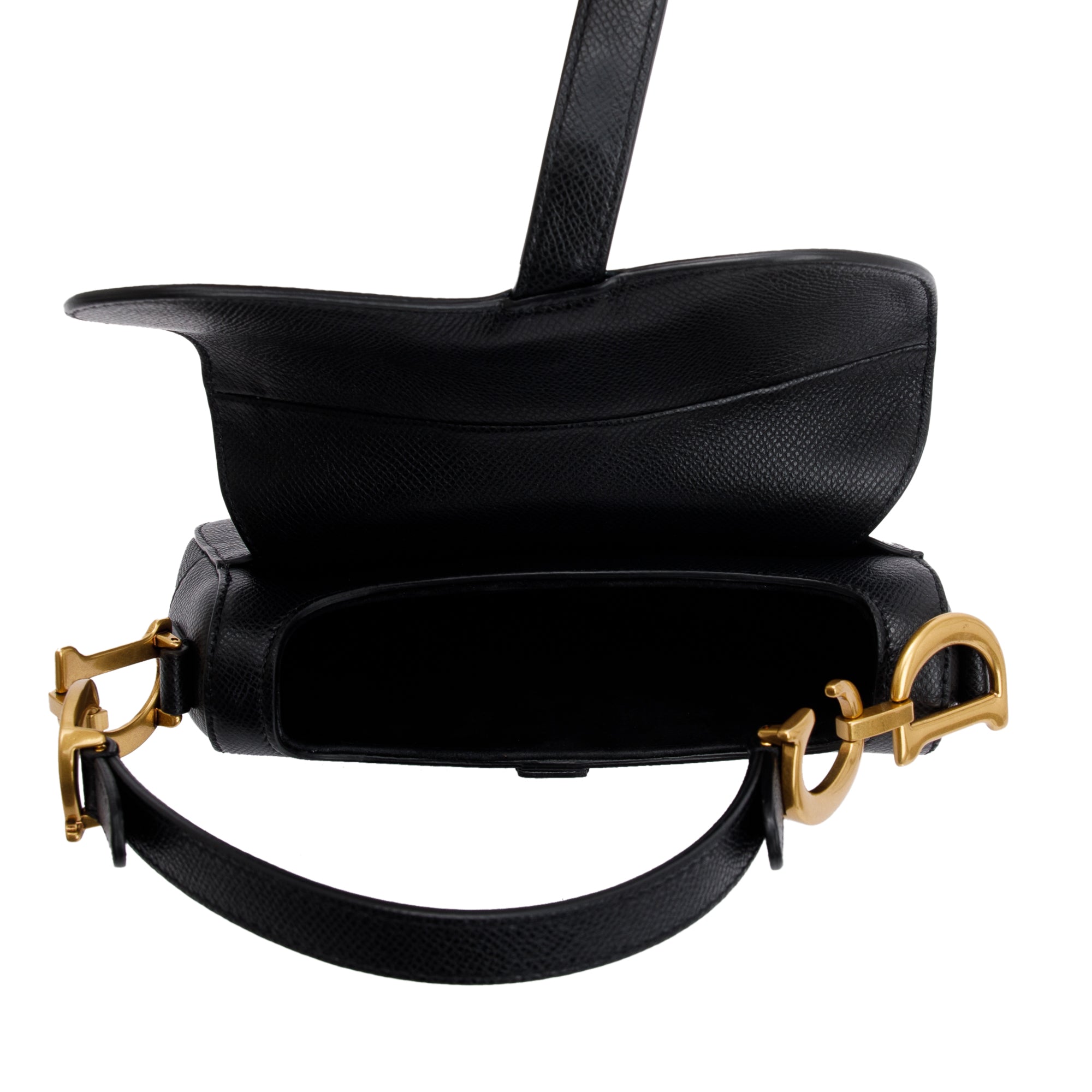 Christian Dior 2020 Black Calfskin Leather Mini Saddle Bag w/ Strap & Box