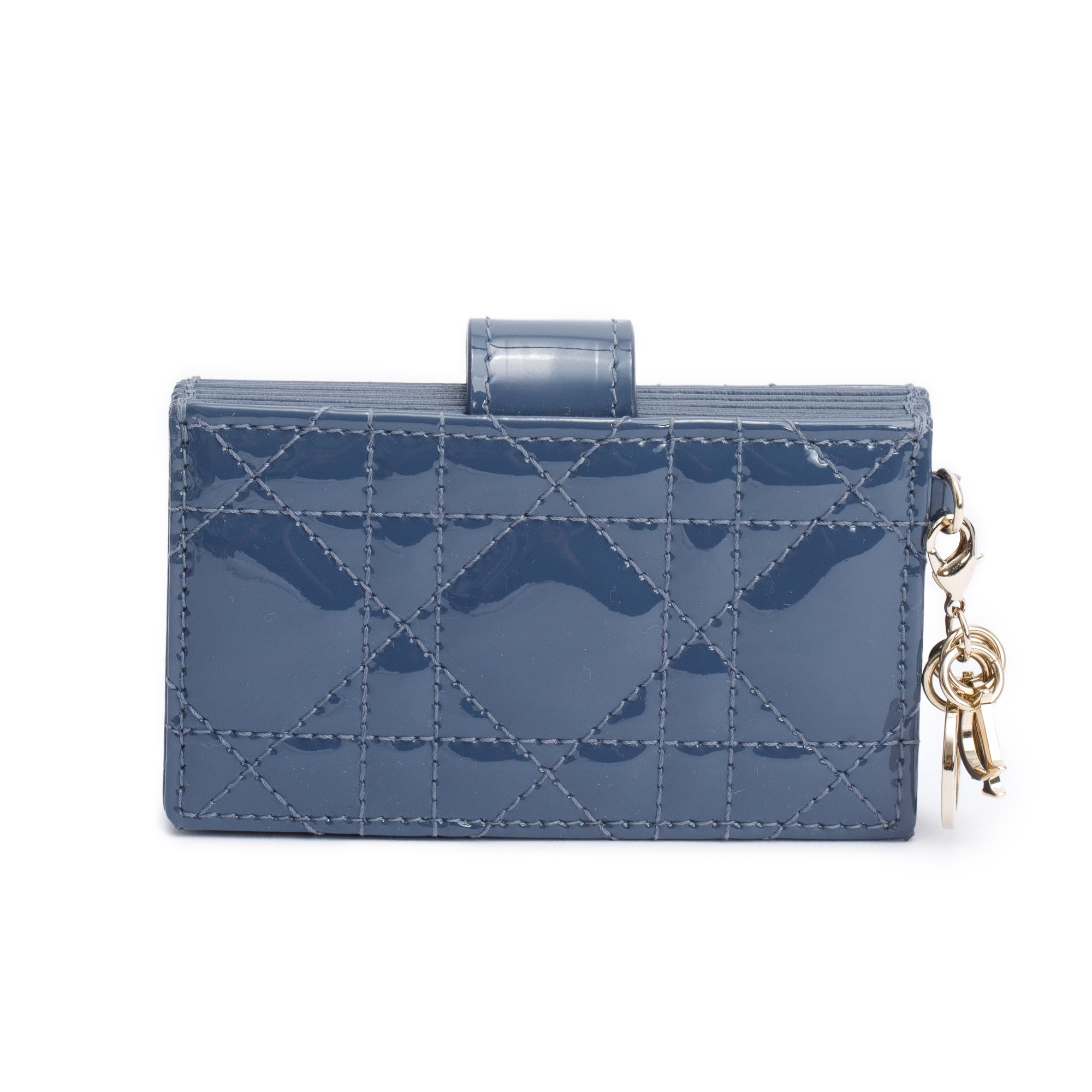Christian Dior 2020 Grey Cannage Patent Leather Lady Dior Jasmin Card Holder