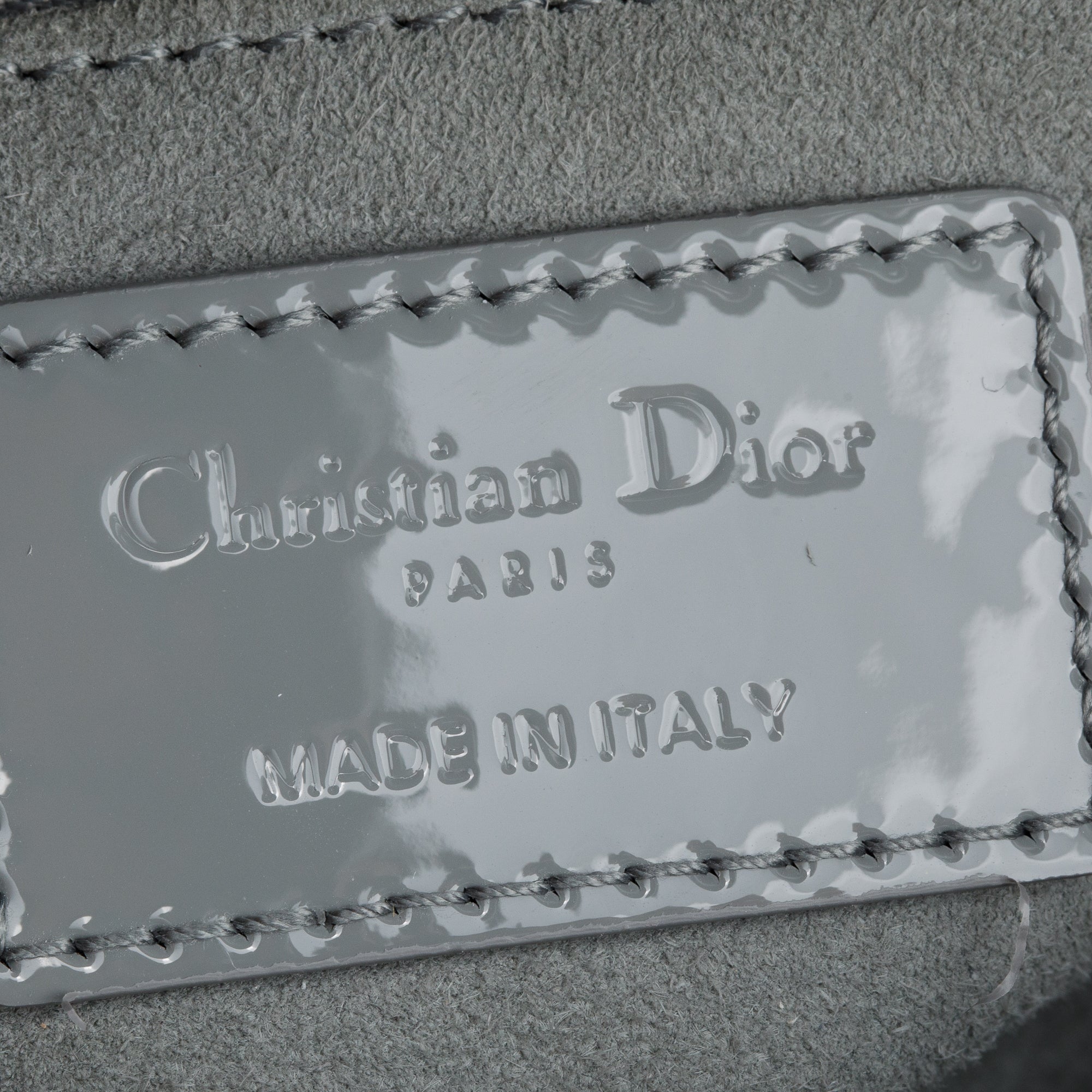 Christian Dior 2020 Grey Patent Cannage Leather Small Lady Dior Bag w/ Box & Authenticity Card