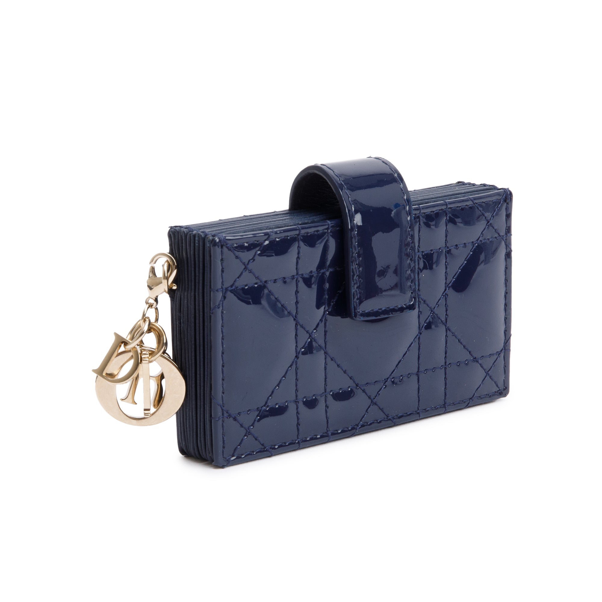 Christian Dior 2020 Navy Cannage Patent Leather Lady Dior Jasmin Card Holder