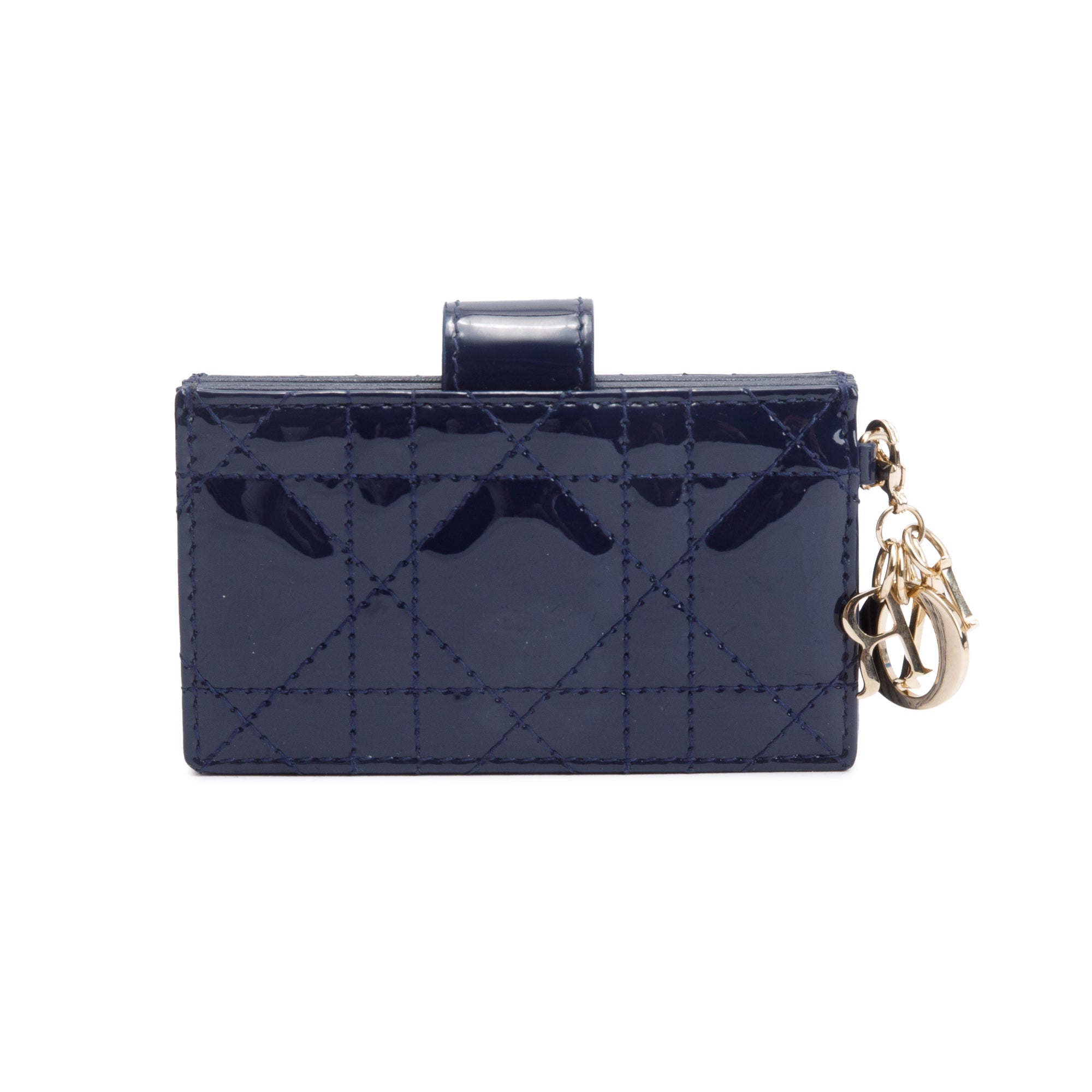 Christian Dior 2020 Navy Cannage Patent Leather Lady Dior Jasmin Card Holder