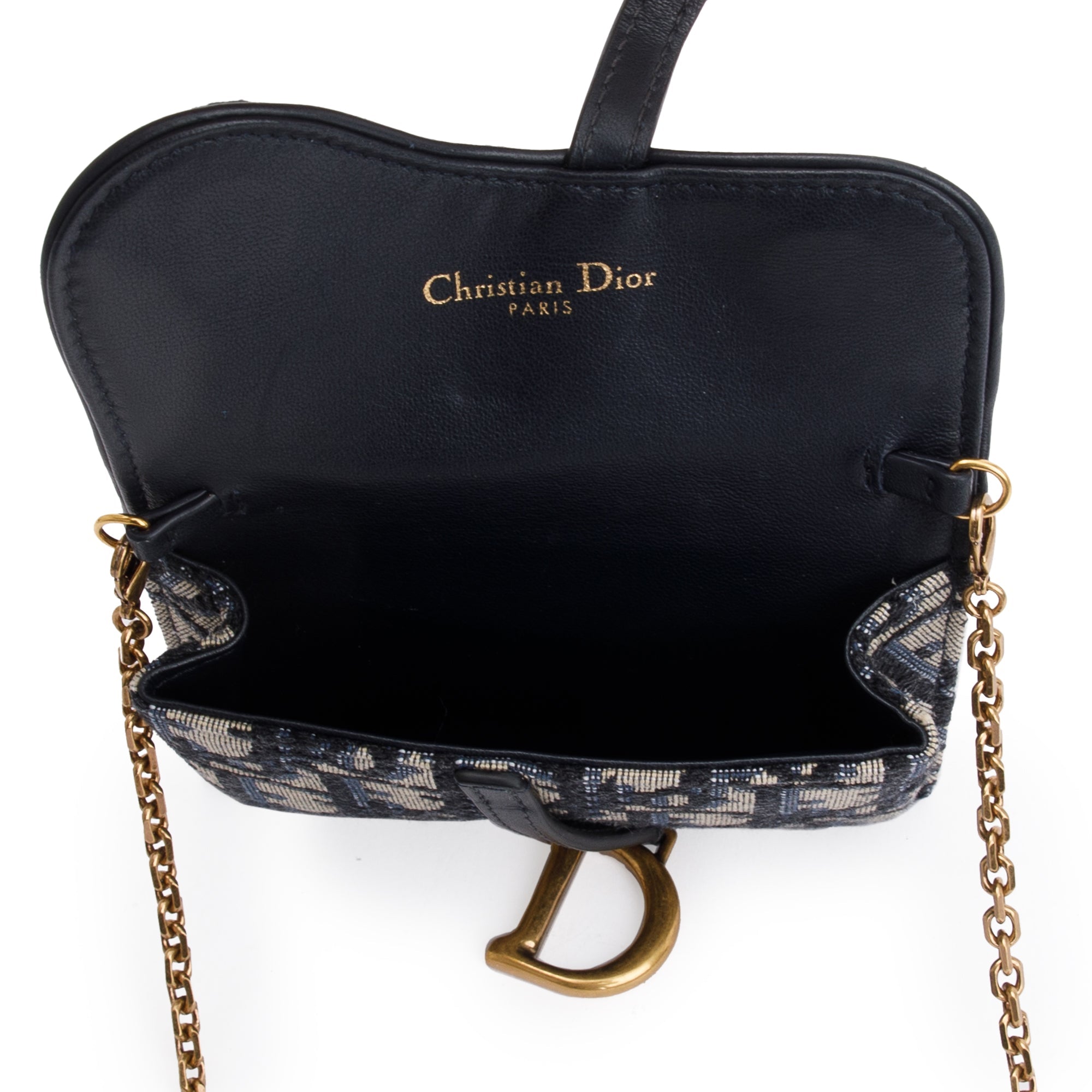 Christian Dior 2020 Oblique Jacquard Nano Saddle Chain Pouch