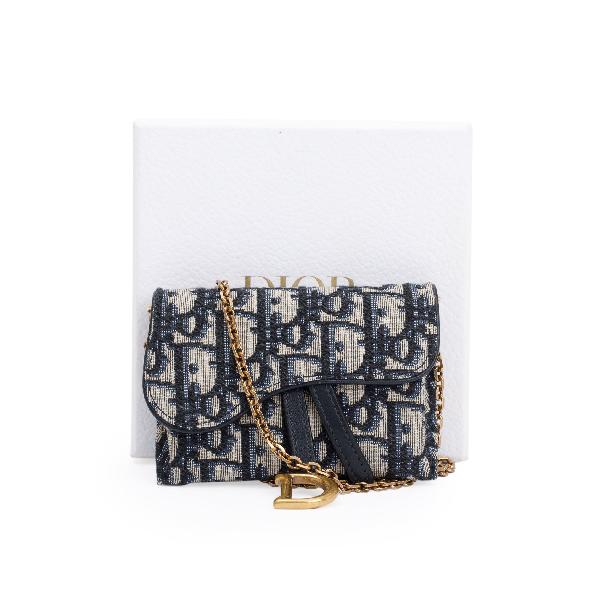 Christian Dior 2020 Oblique Jacquard Nano Saddle Chain Pouch