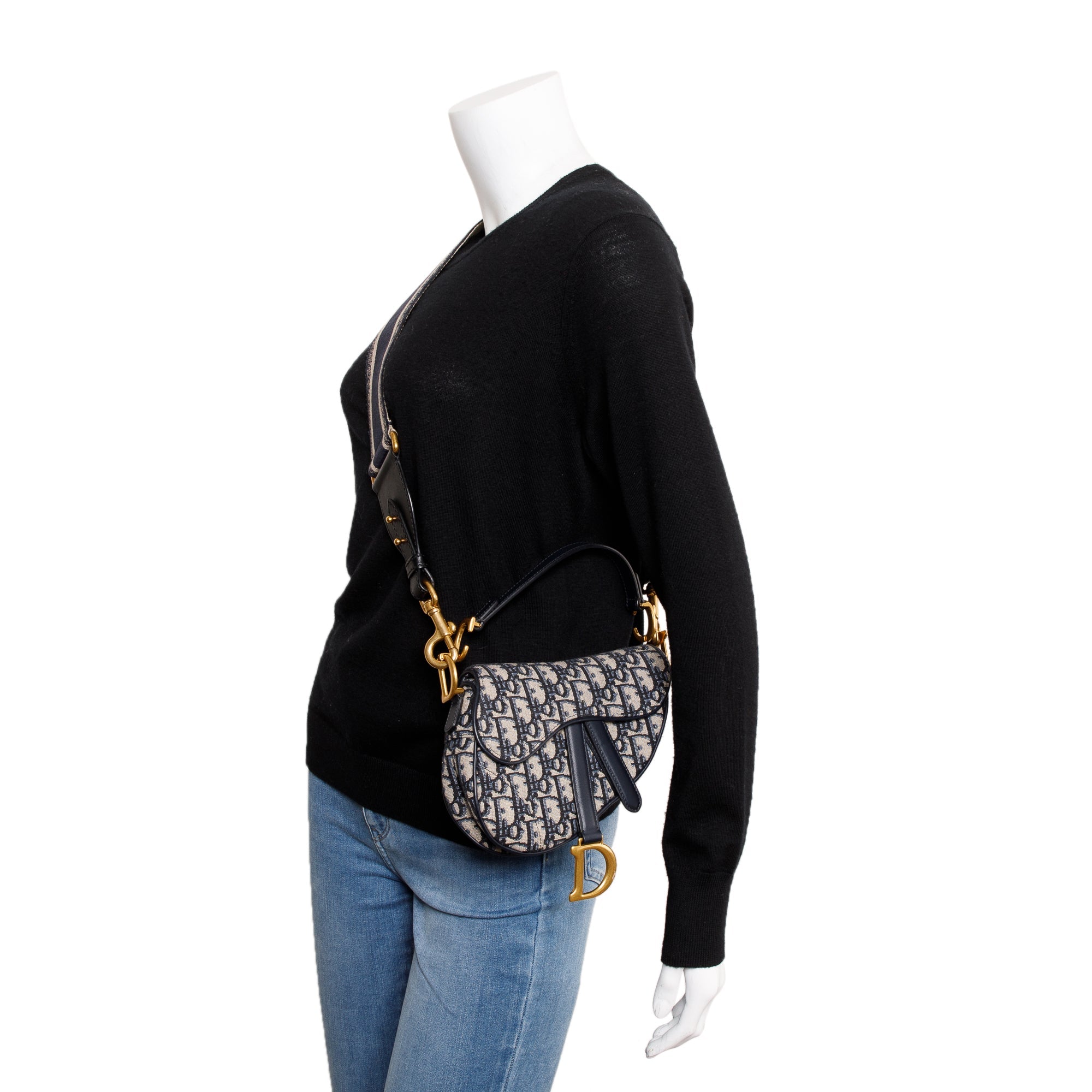 Christian Dior 2020 Oblique Mini Saddle Bag w/ Shoulder