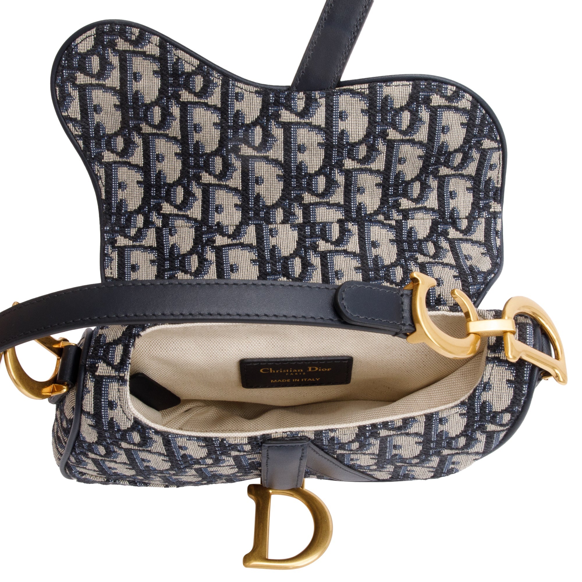 Christian Dior 2020 Oblique Mini Saddle Bag w/ Shoulder Strap w/ Box