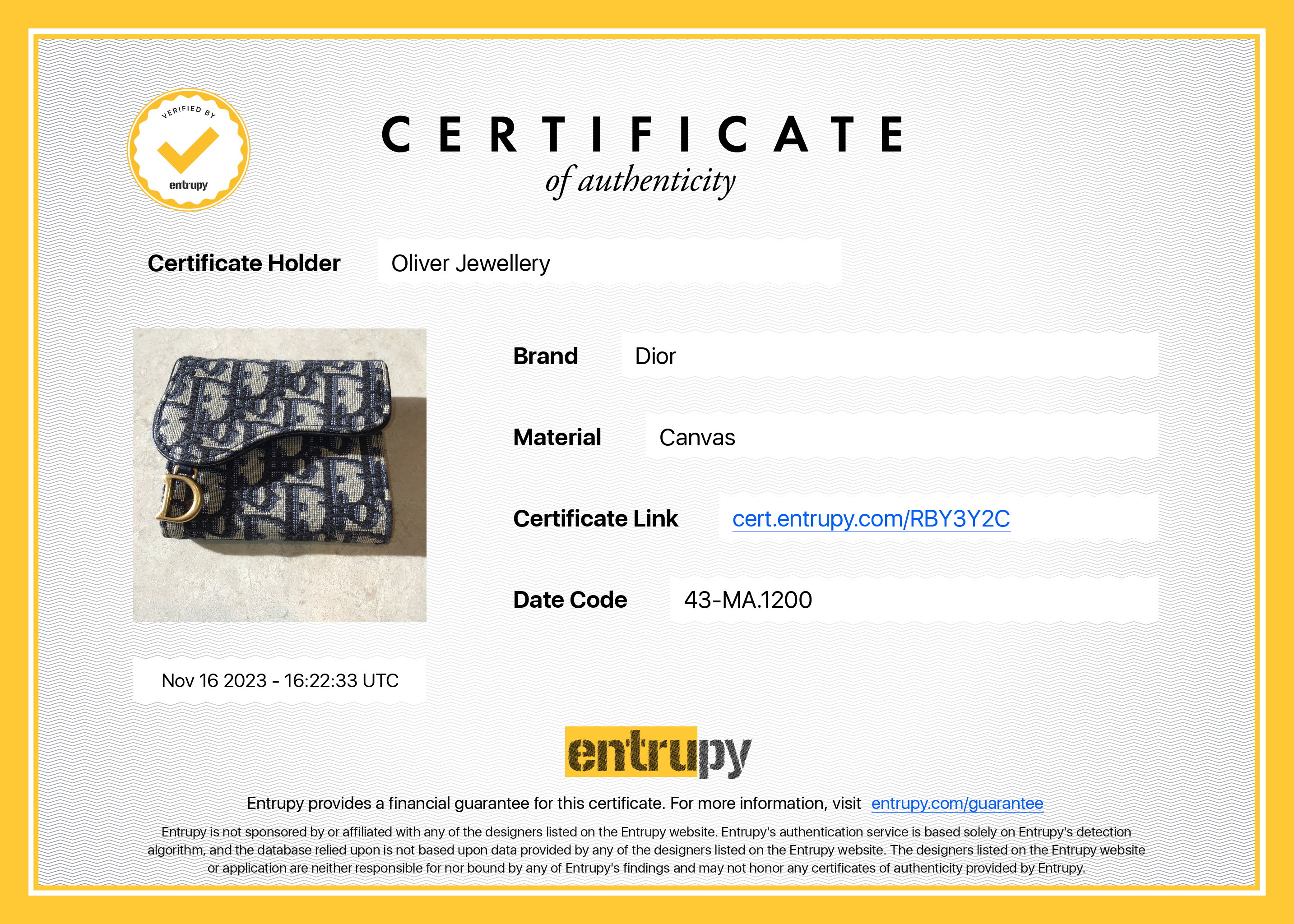 Christian Dior 2020 Oblique Saddle Compact Wallet w/ Box