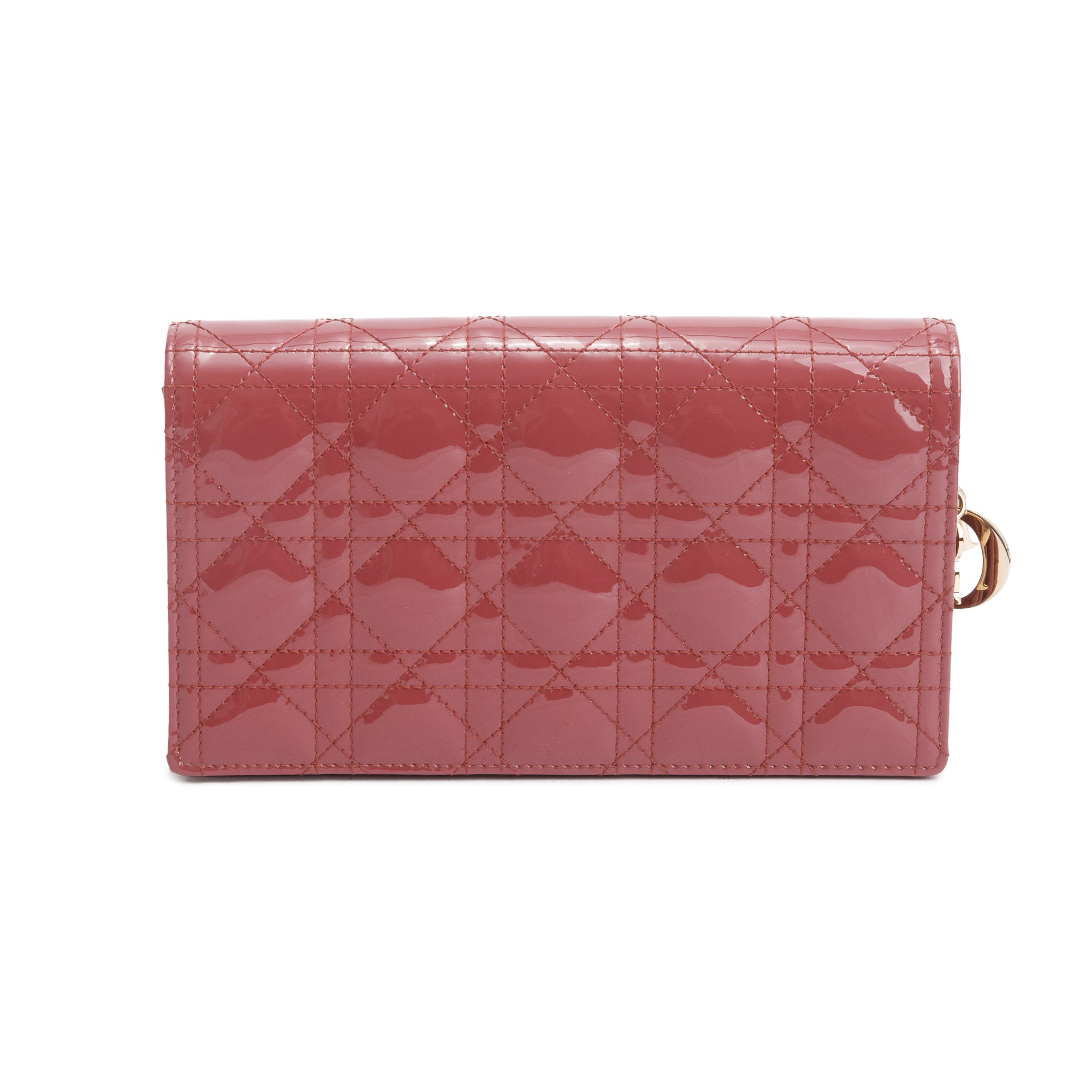 Christian Dior 2020 Pink Cannage Patent Leather Lady Dior Chain Pouch w/ Inserts