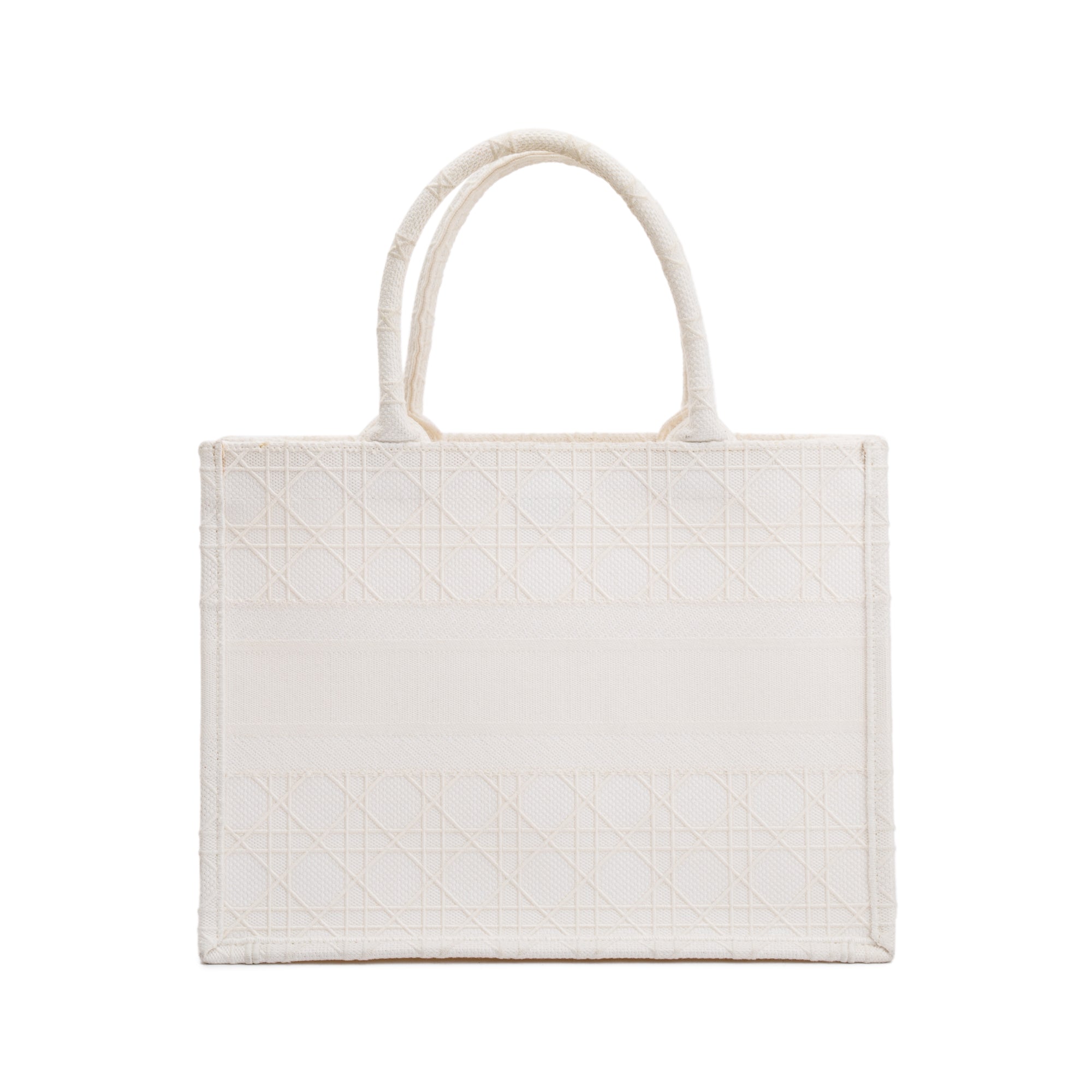 Christian Dior 2020 White Cannage Embroidery Medium Book Tote