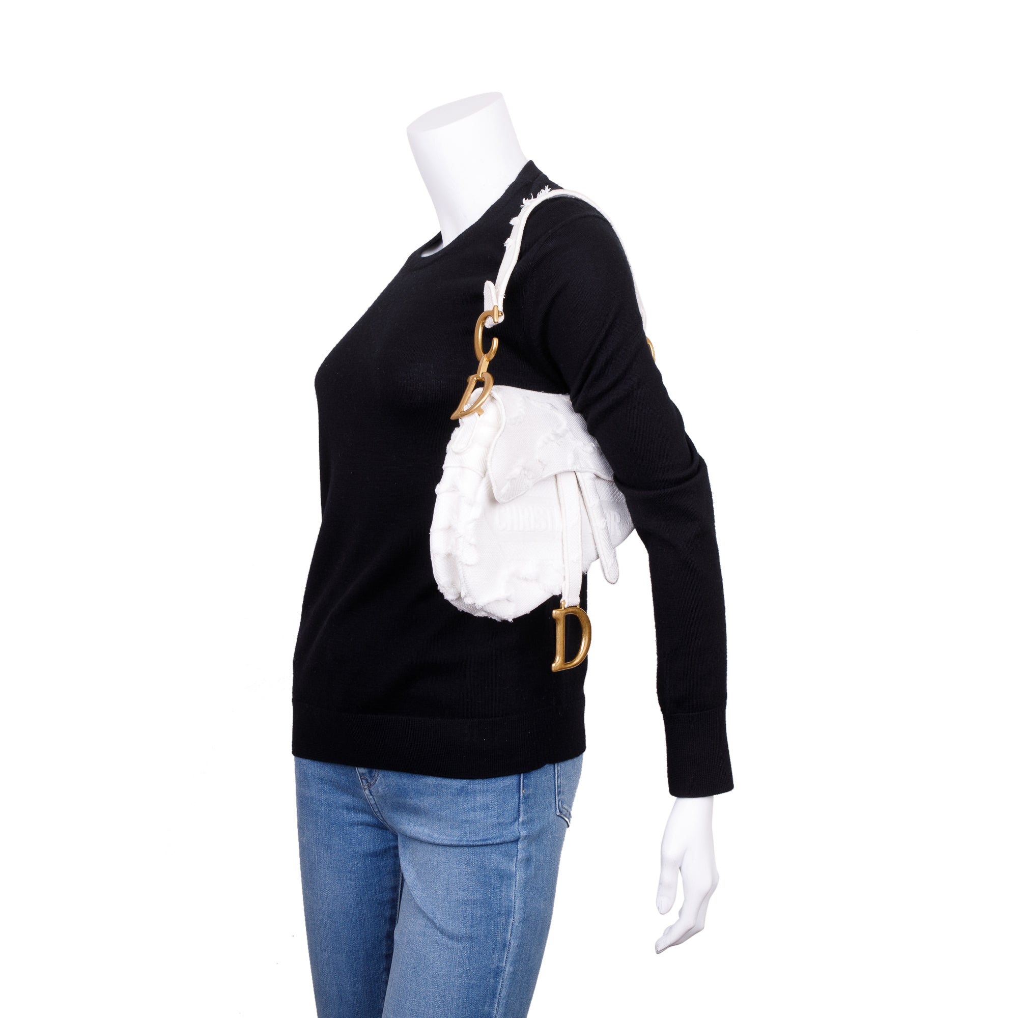 Christian Dior 2020 White Embroidered Camouflage Canvas Medium Saddle Bag w/ Box & Authenticity Card