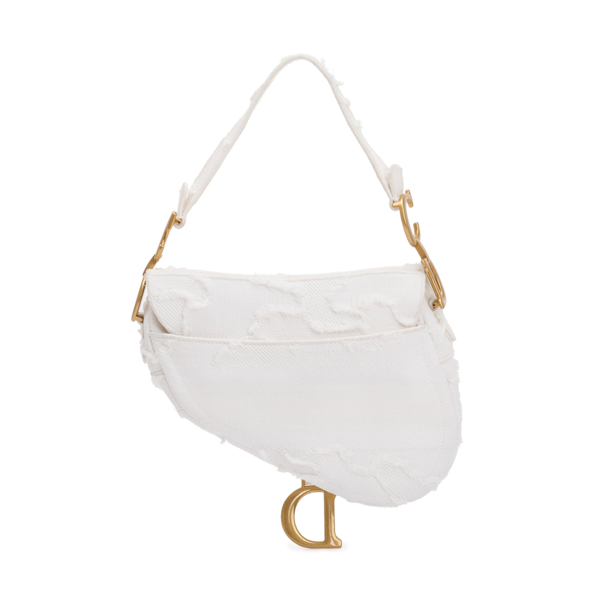 Christian Dior 2020 White Embroidered Camouflage Canvas Medium Saddle Bag w/ Box & Authenticity Card