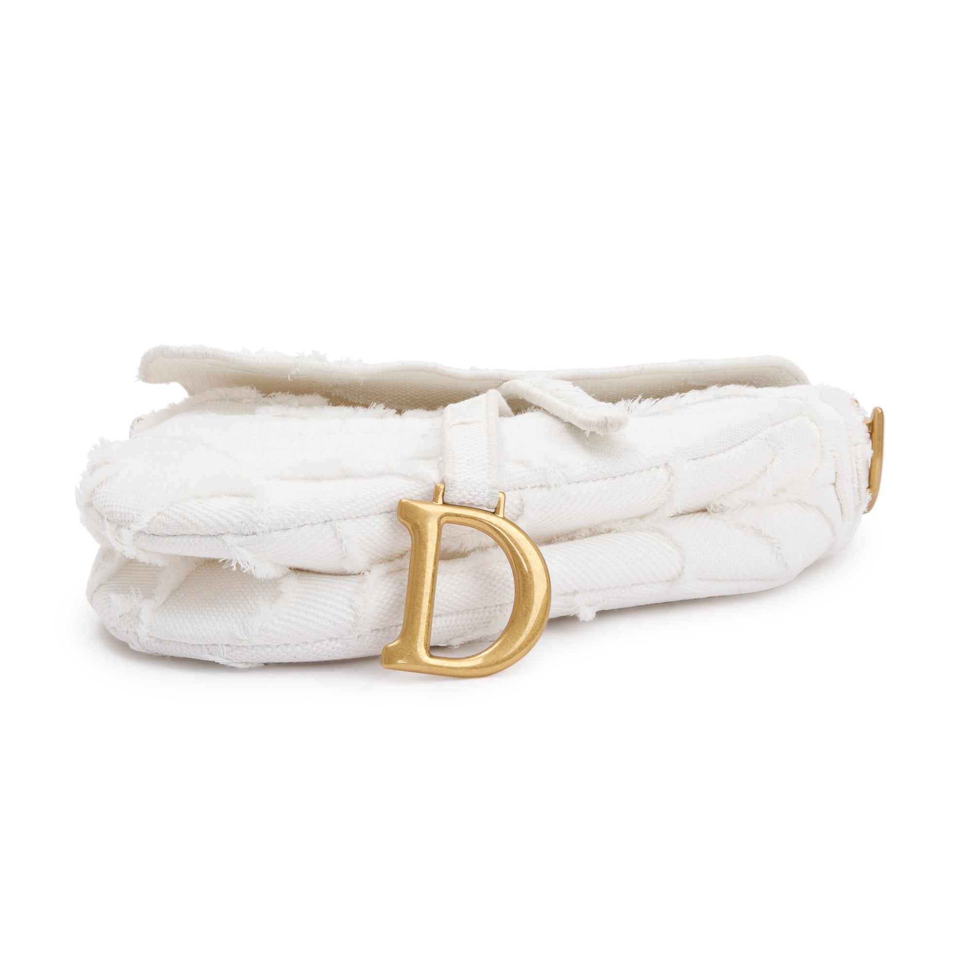 Christian Dior 2020 White Embroidered Camouflage Canvas Medium Saddle Bag w/ Box & Authenticity Card