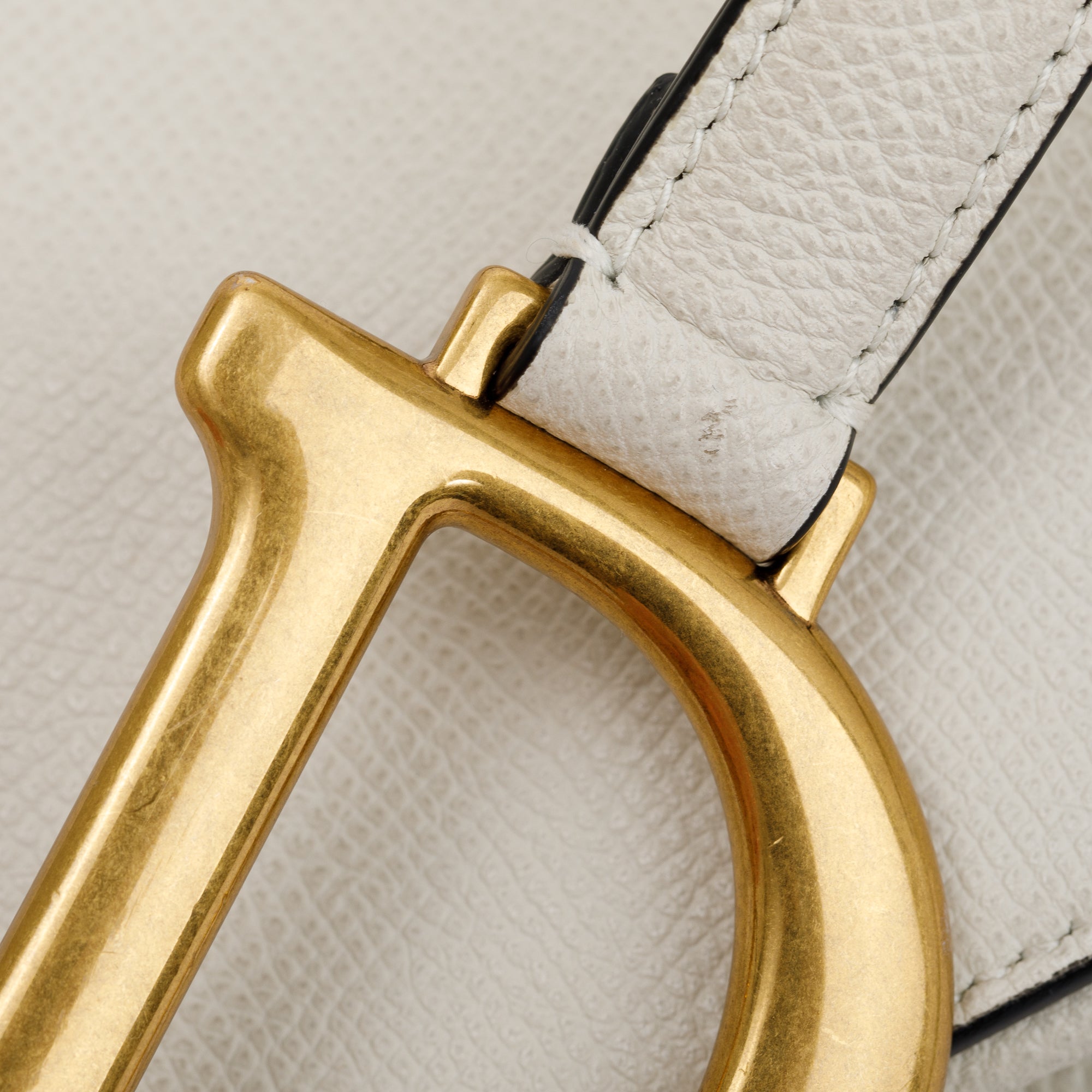 Christian Dior 2020 White Grained Calfskin Leather Medium Saddle Bag