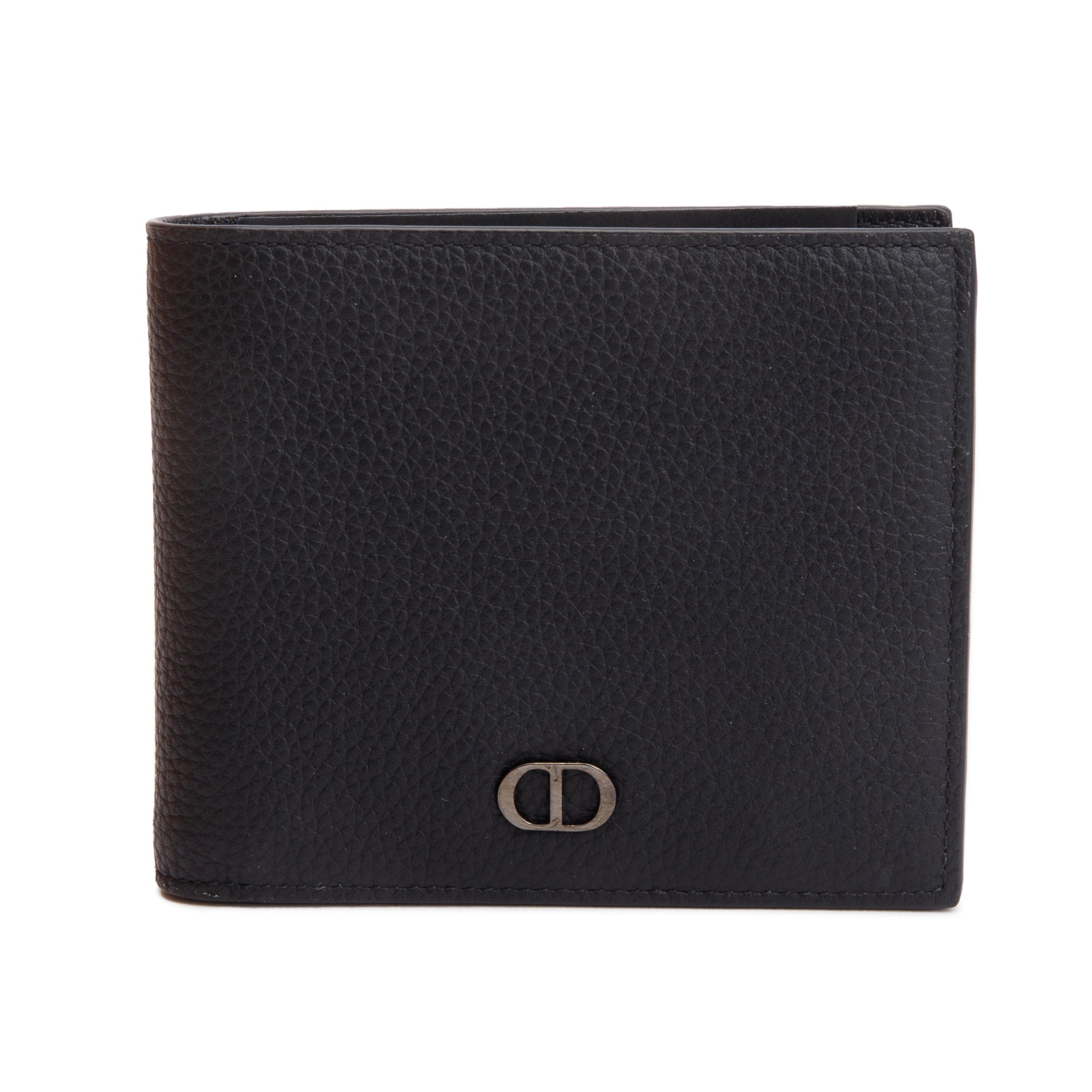 Christian Dior 2021 Black Grained Leather CD Icon Bifold Wallet w/ Box