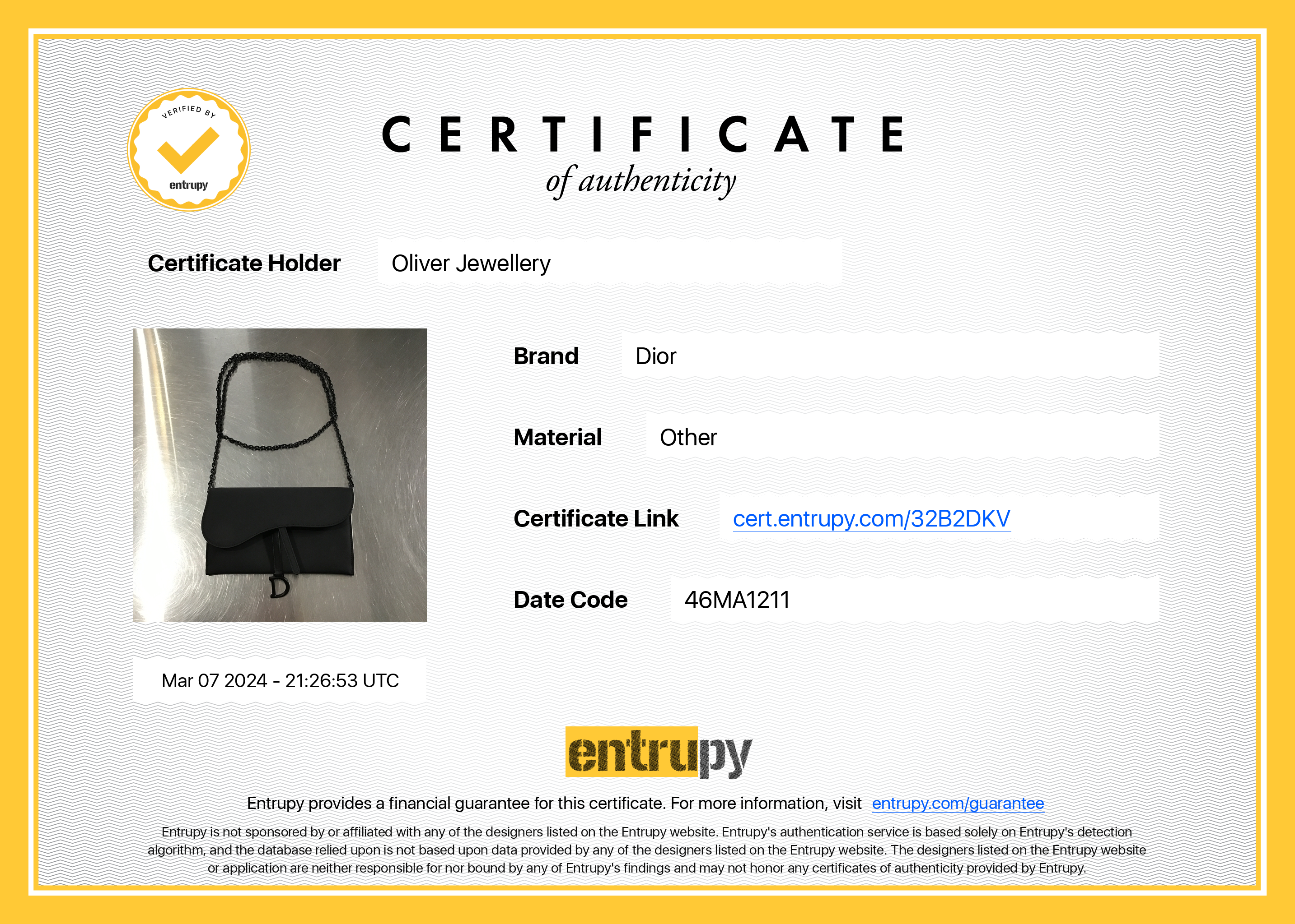 Christian Dior 2021 Black Leather Long Saddle Wallet With Chain