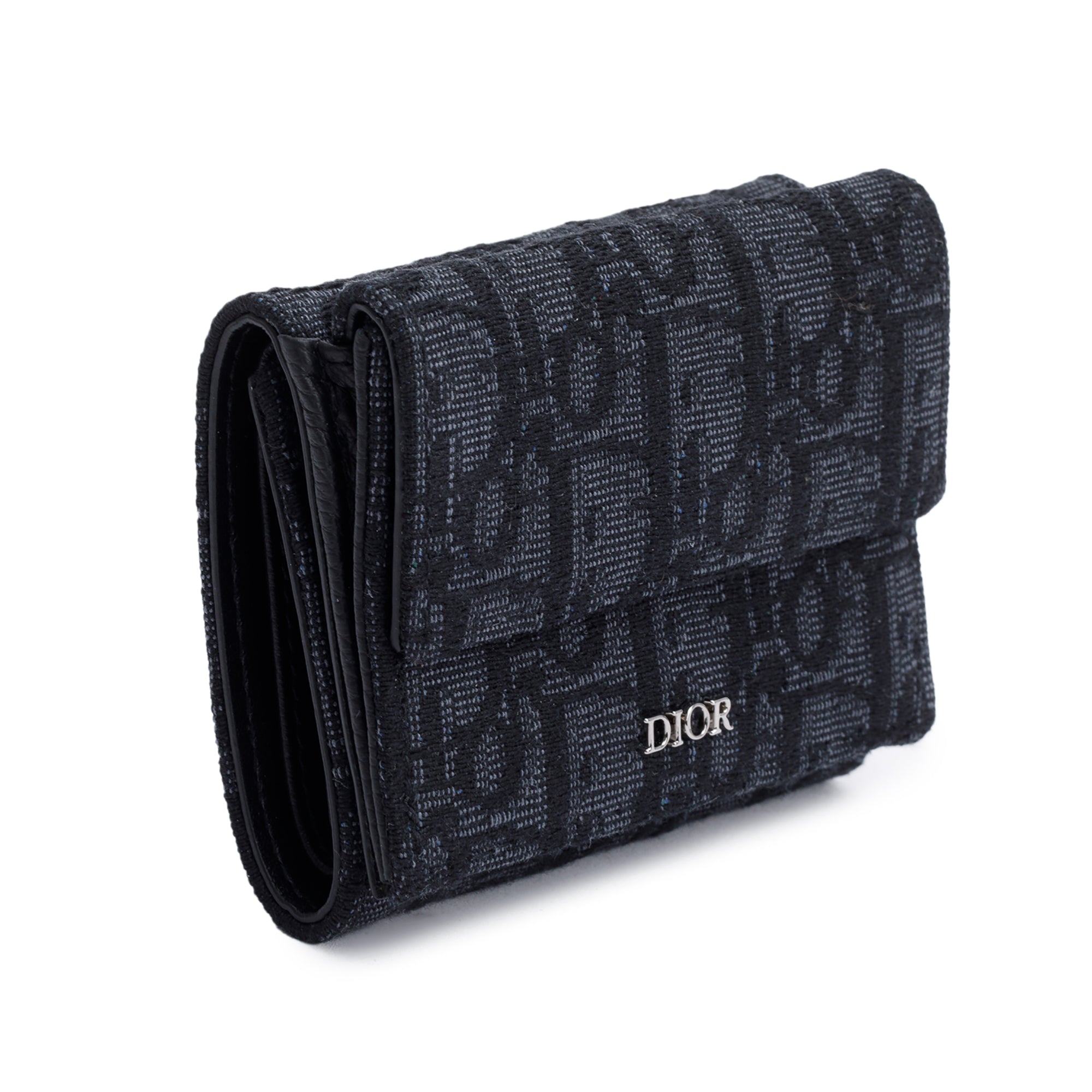 Christian Dior 2021 Black Oblique Trifold Compact Wallet w/ Box & Authenticity Card