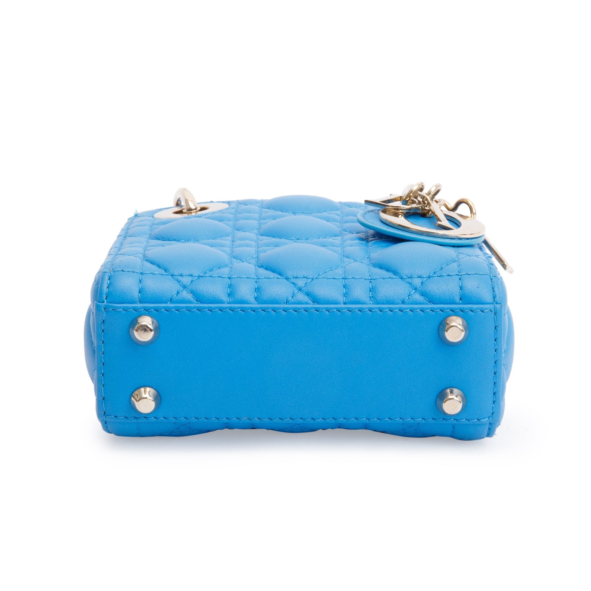 Christian Dior 2021 Blue Leather Micro Lady Dior Bag w/ Box