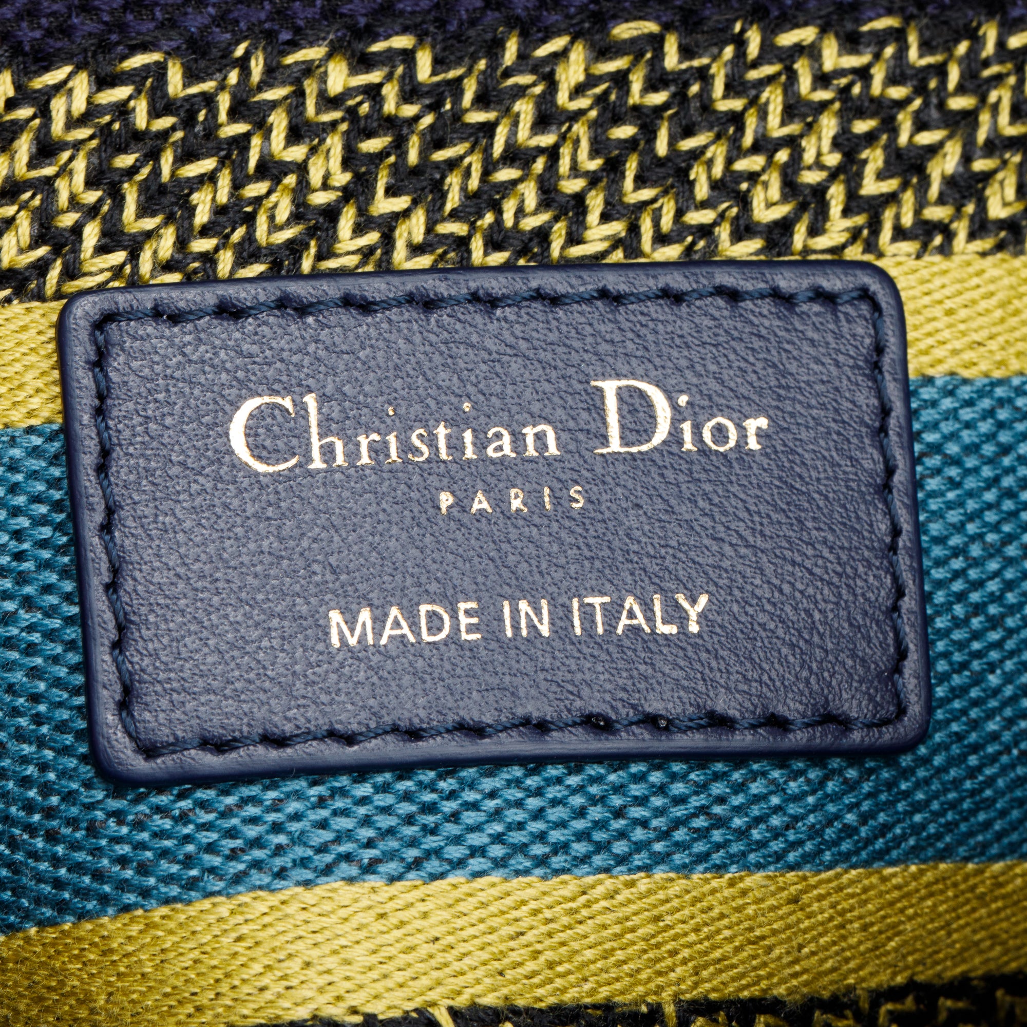 Christian Dior 2021 Blue Multicolor Zodiac Embroidery Medium Lady D-Lite Bag w/ Strap