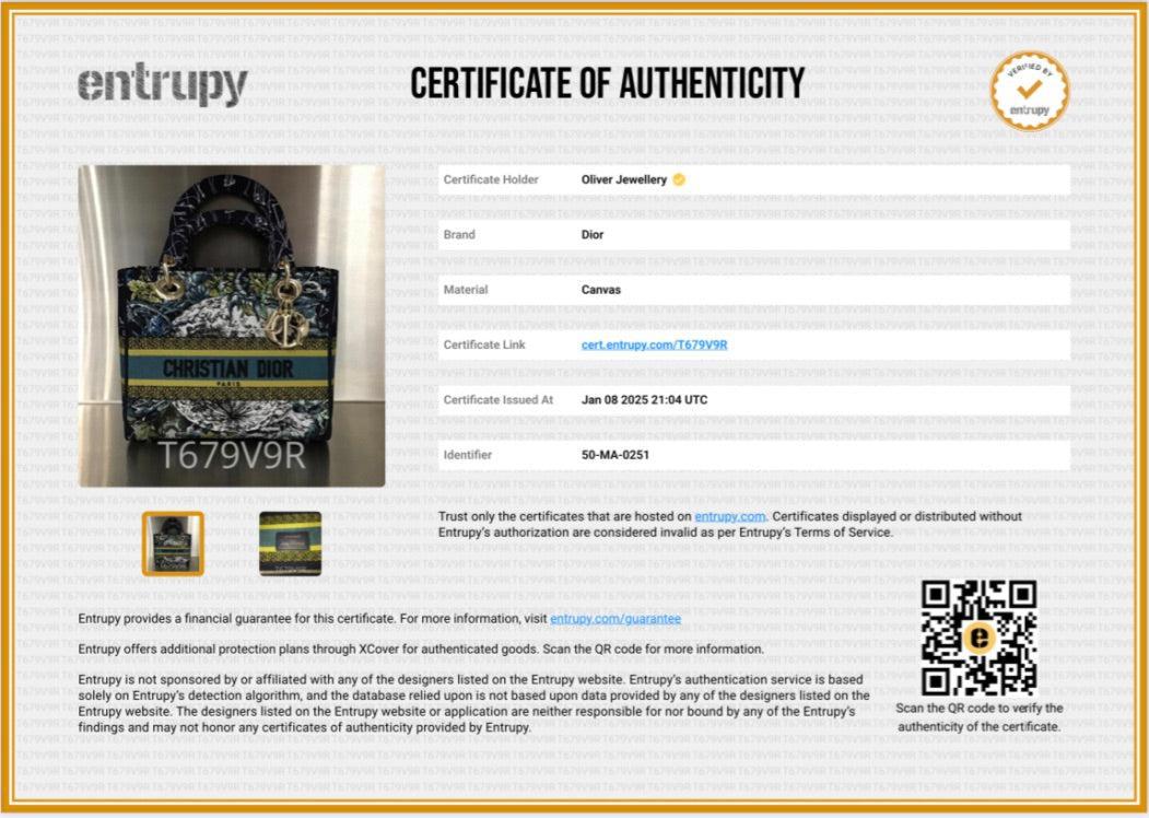 Christian Dior 2021 Blue Multicolor Zodiac Embroidery Medium Lady D-Lite Bag w/ Strap