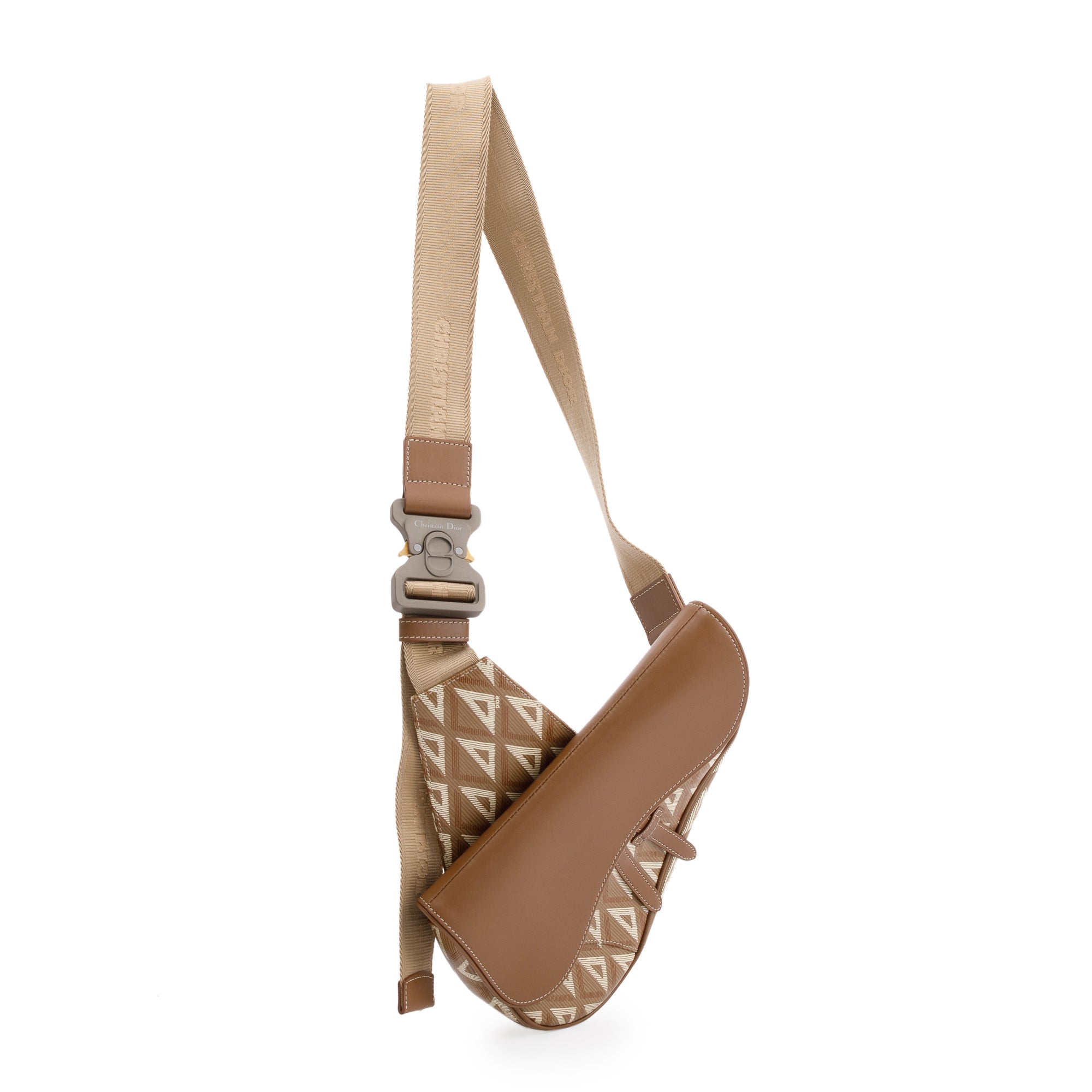 Christian Dior 2021 CD Diamond Coated Canvas Saddle Bag