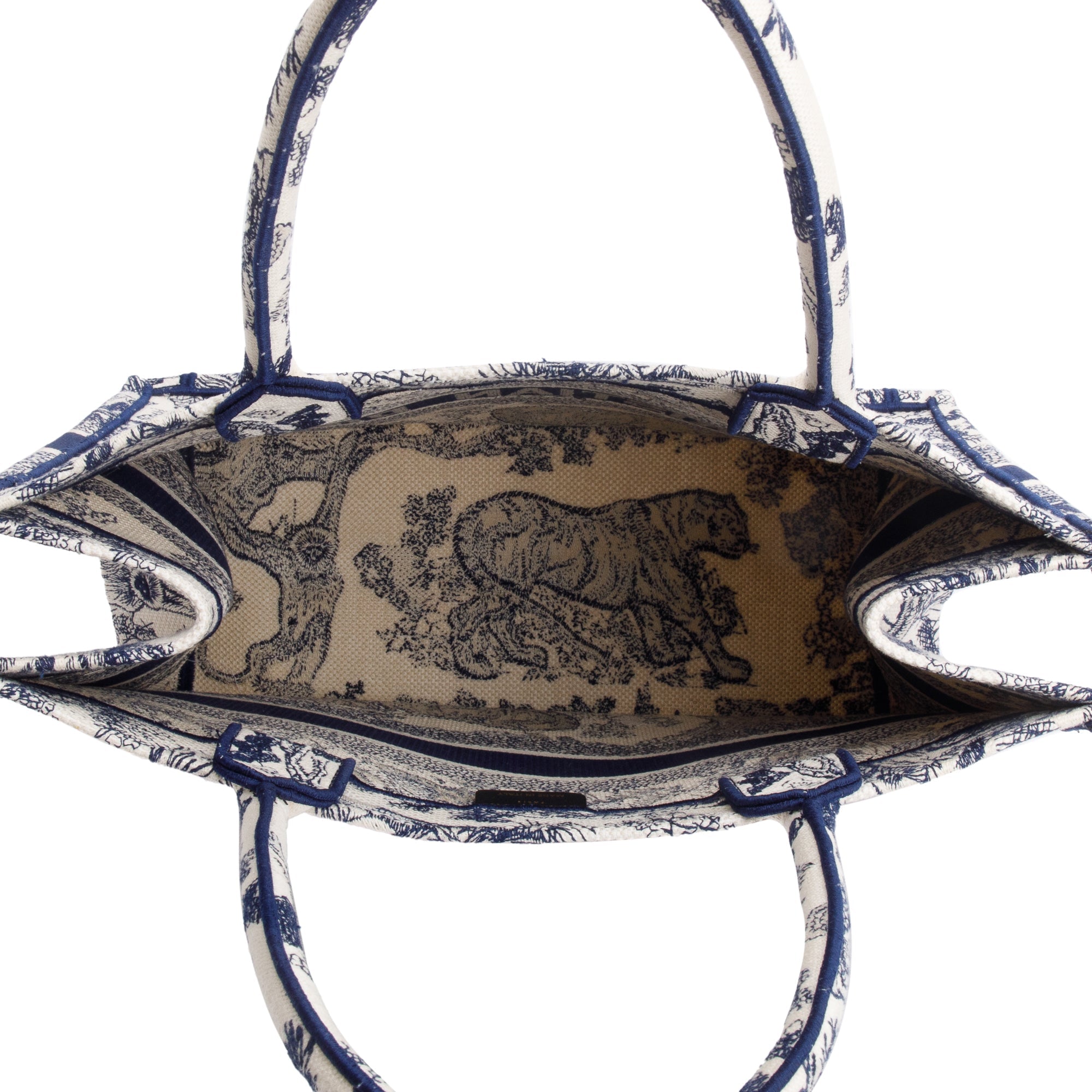 Christian Dior 2021 Ecru and Blue Toile De Juy Dioriviera Embroidery Medium Book Tote w/ Authenticity Card