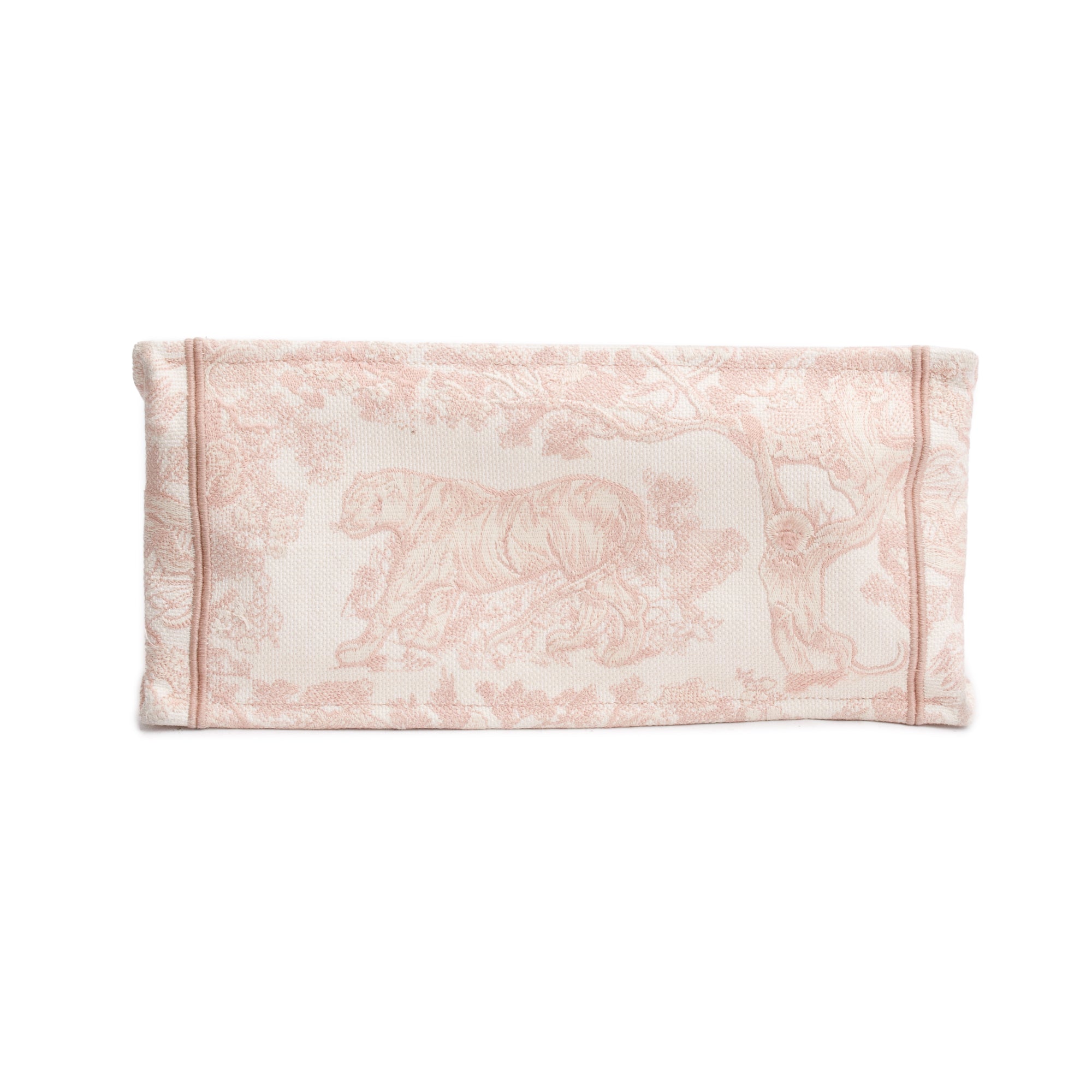 Christian Dior 2021 Ecru and Pink Toile De Jouy Embroidery Medium Book Tote w/ Authenticity Card