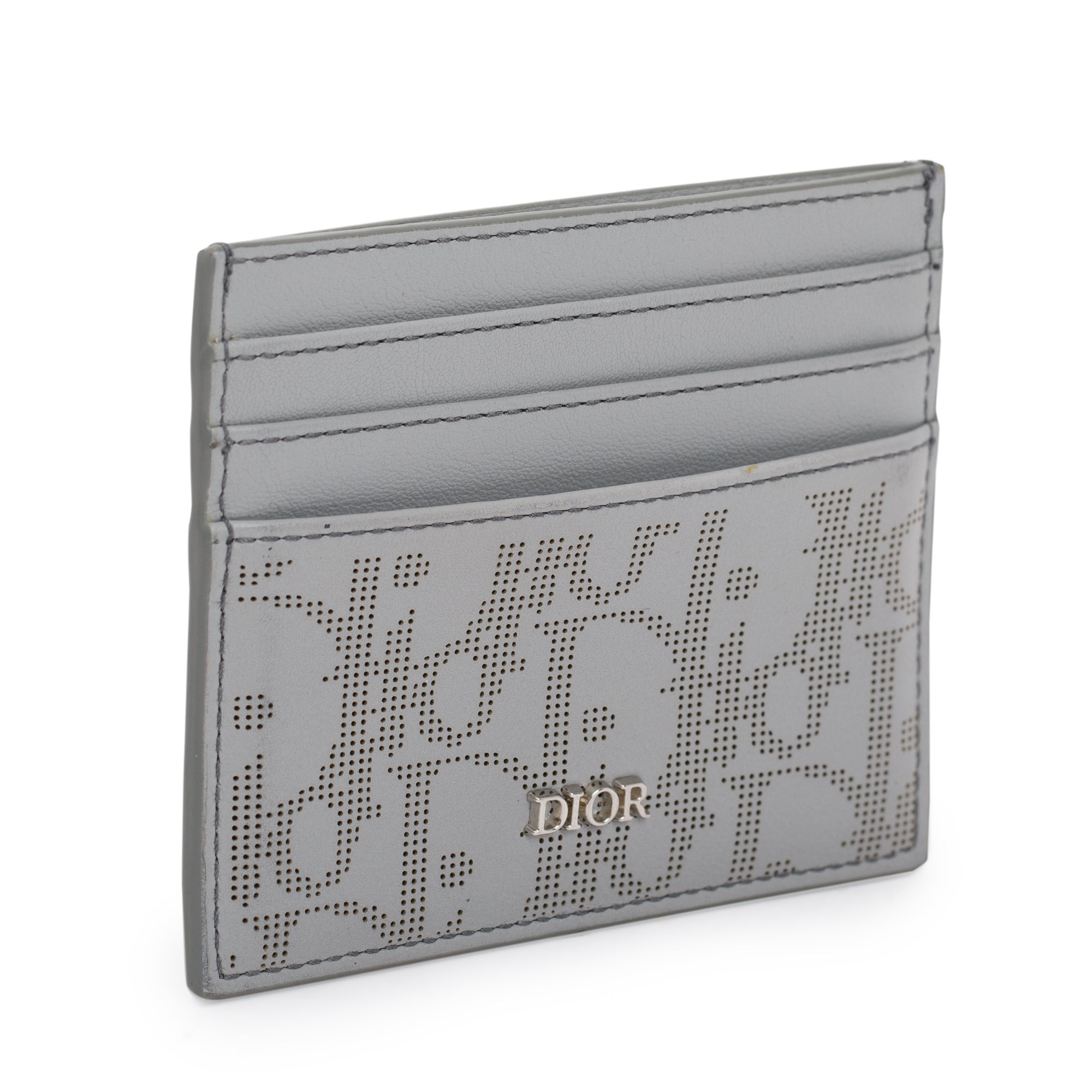 Christian Dior 2021 Grey Oblique Galaxy Leather Card Holder