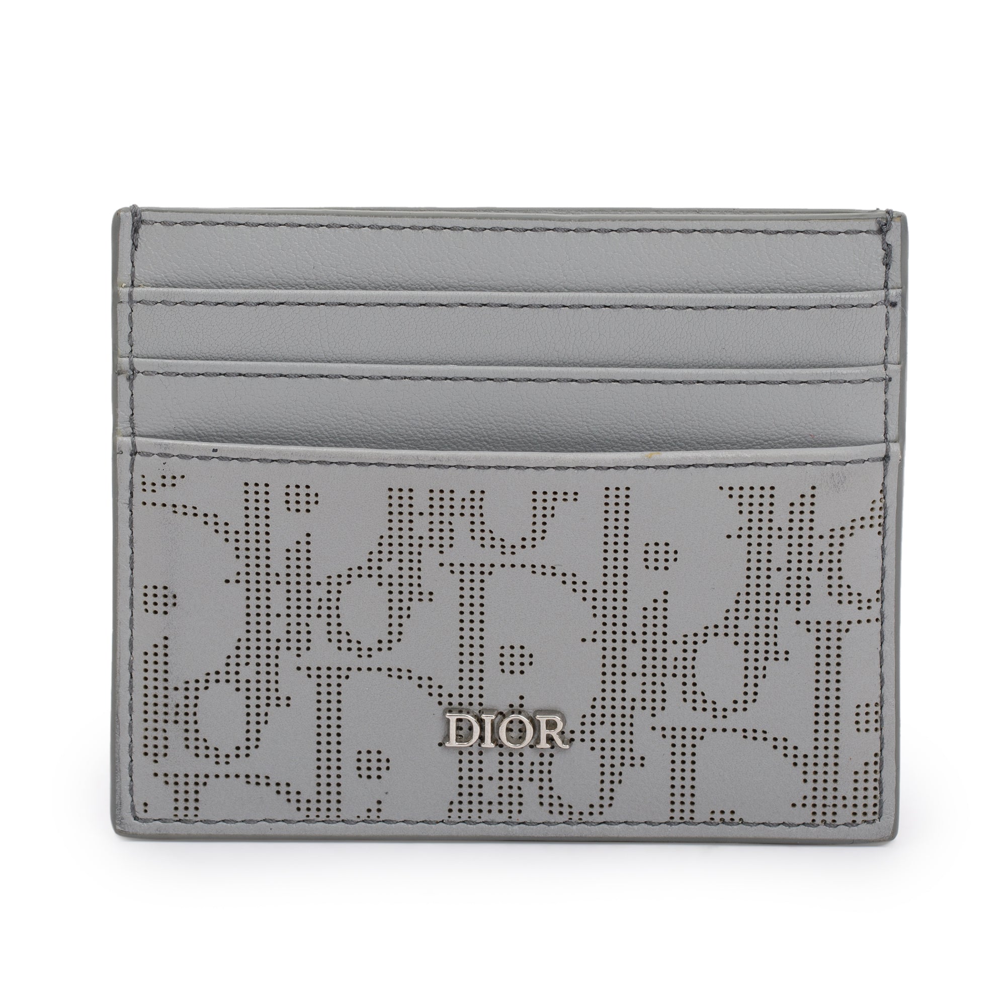 Christian Dior 2021 Grey Oblique Galaxy Leather Card Holder