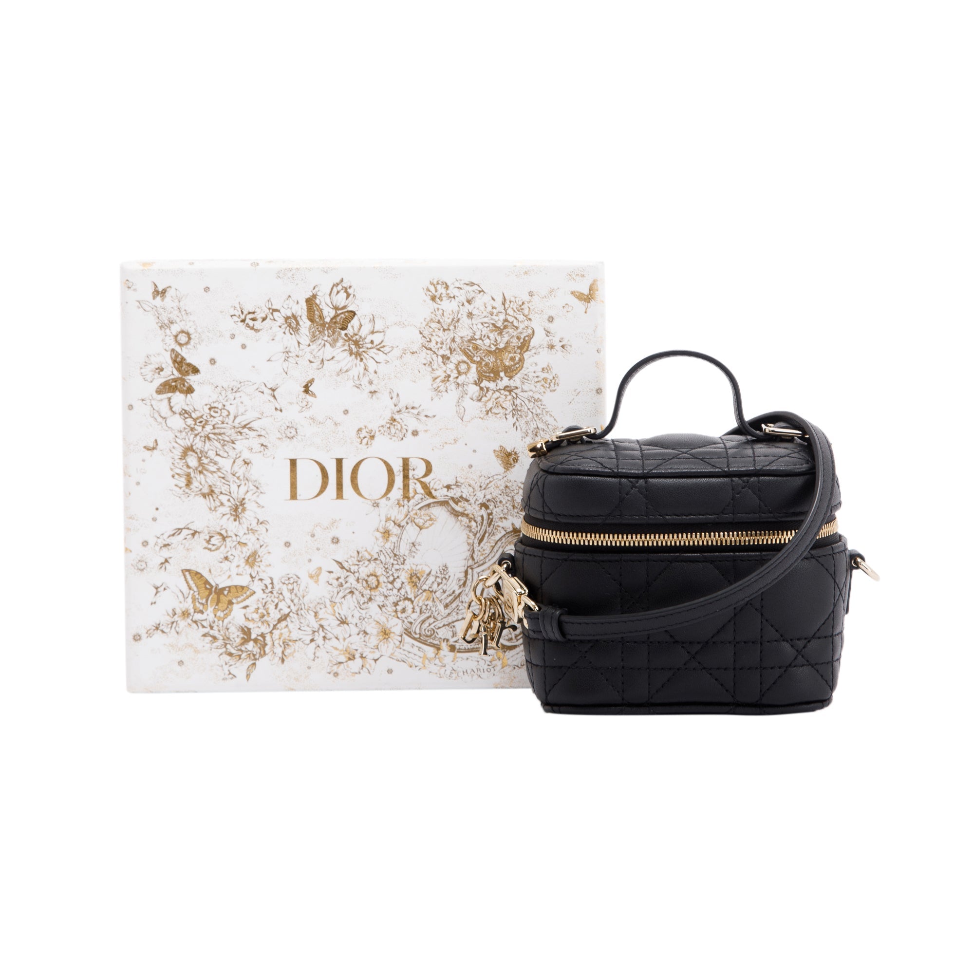Christian Dior 2021 Micro Lady Dior Vanity Case w/ Strap & Box
