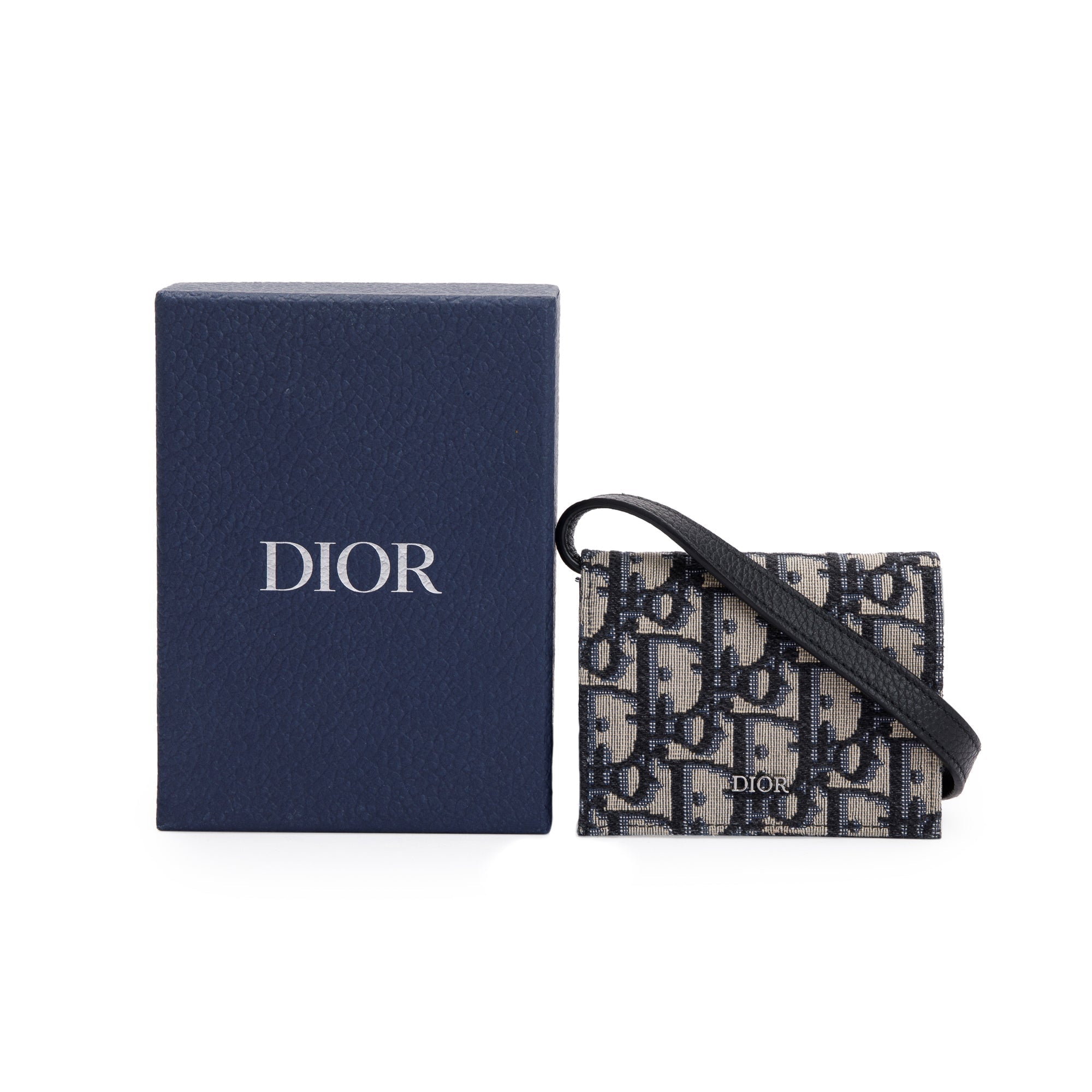 Christian Dior 2021 Oblique Jacquard Nano Flap Card Case w/ Box