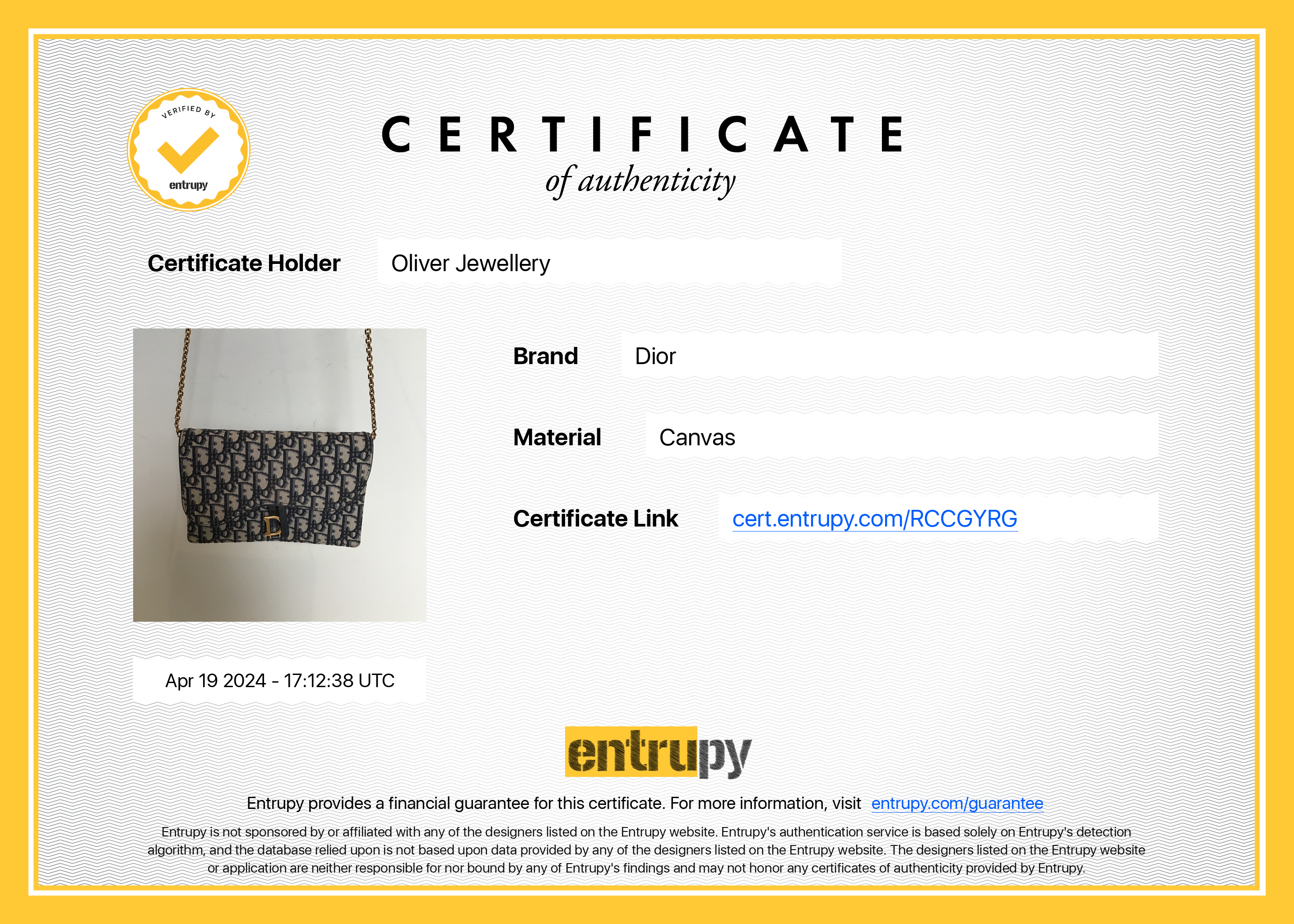 Christian Dior 2021 Oblique Jacquard Saddle Pouch with Chain w/ Box