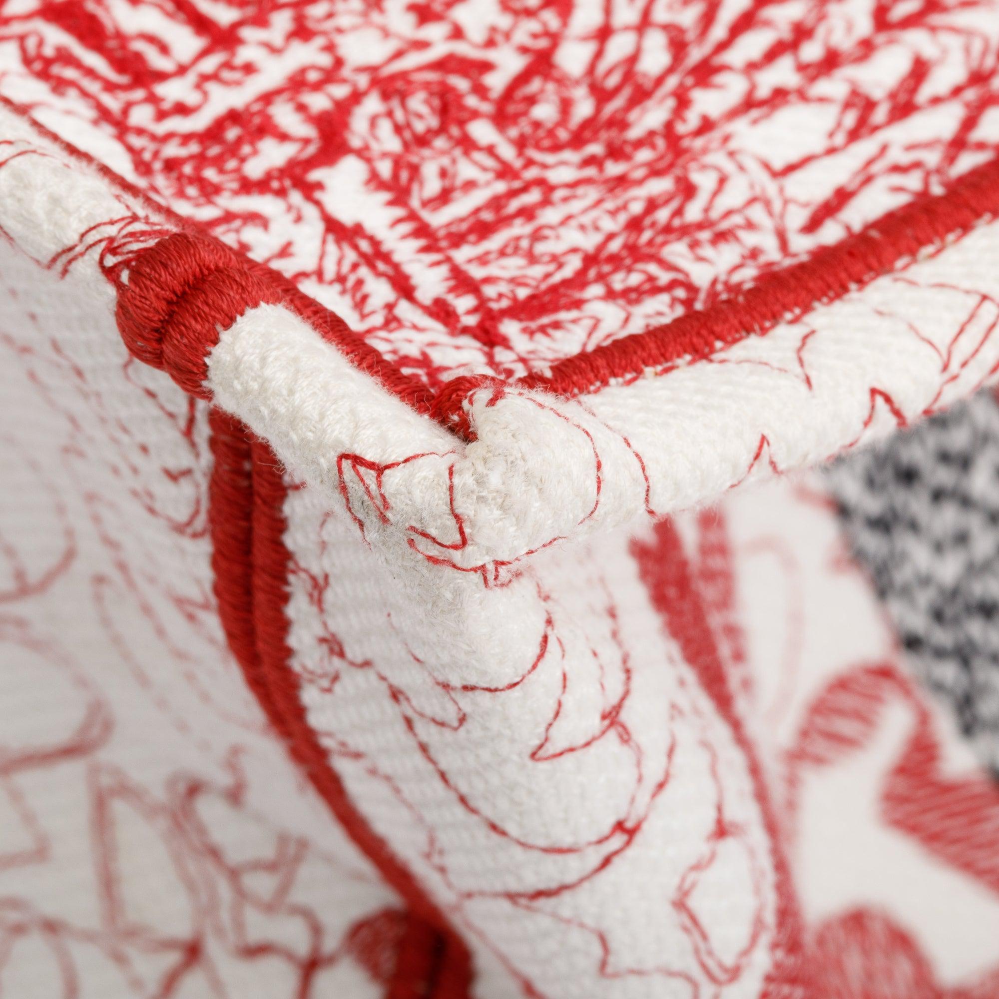 Christian Dior 2021 Red & White Royaume d'Amour Embroidery Medium Book Tote w/ Authenticity Card