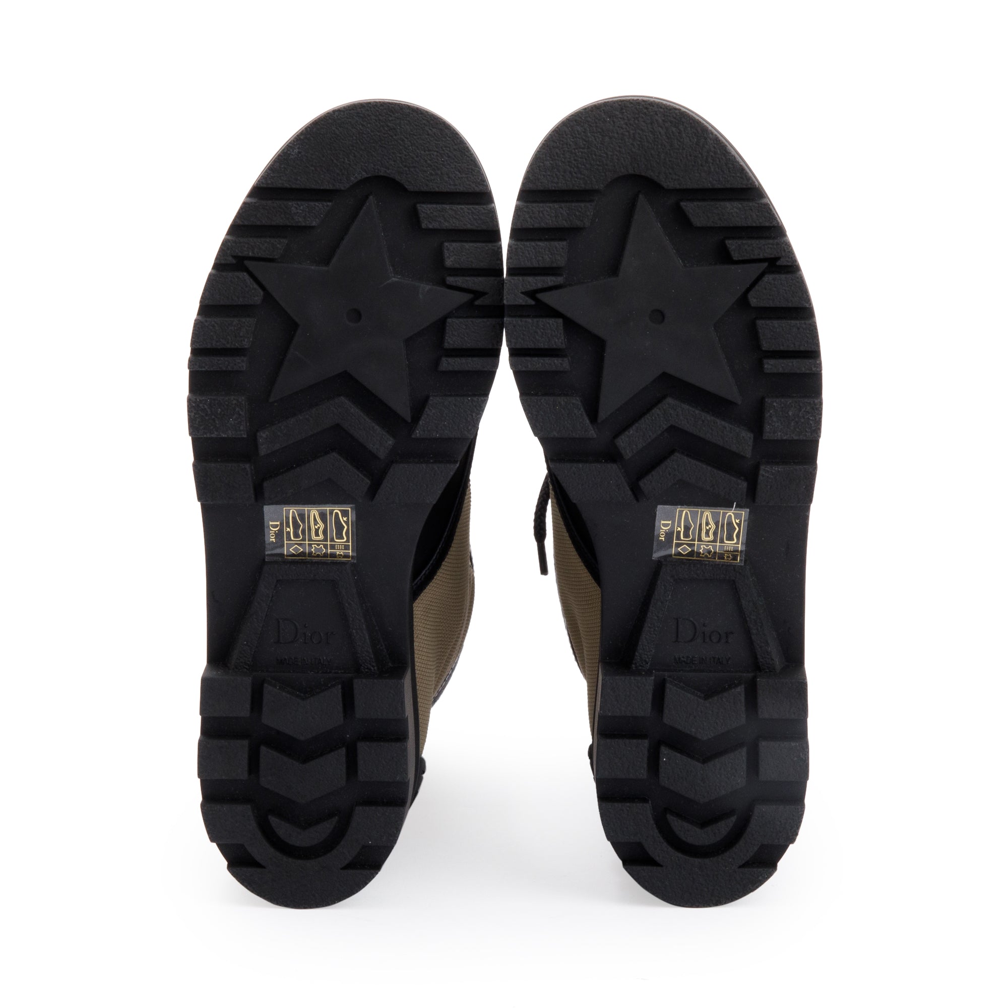 Christian Dior 2021 Taupe/Black Technical Fabric & Calfskin Leather D-Major Ankle Boot, Size 37.5 w/ Box