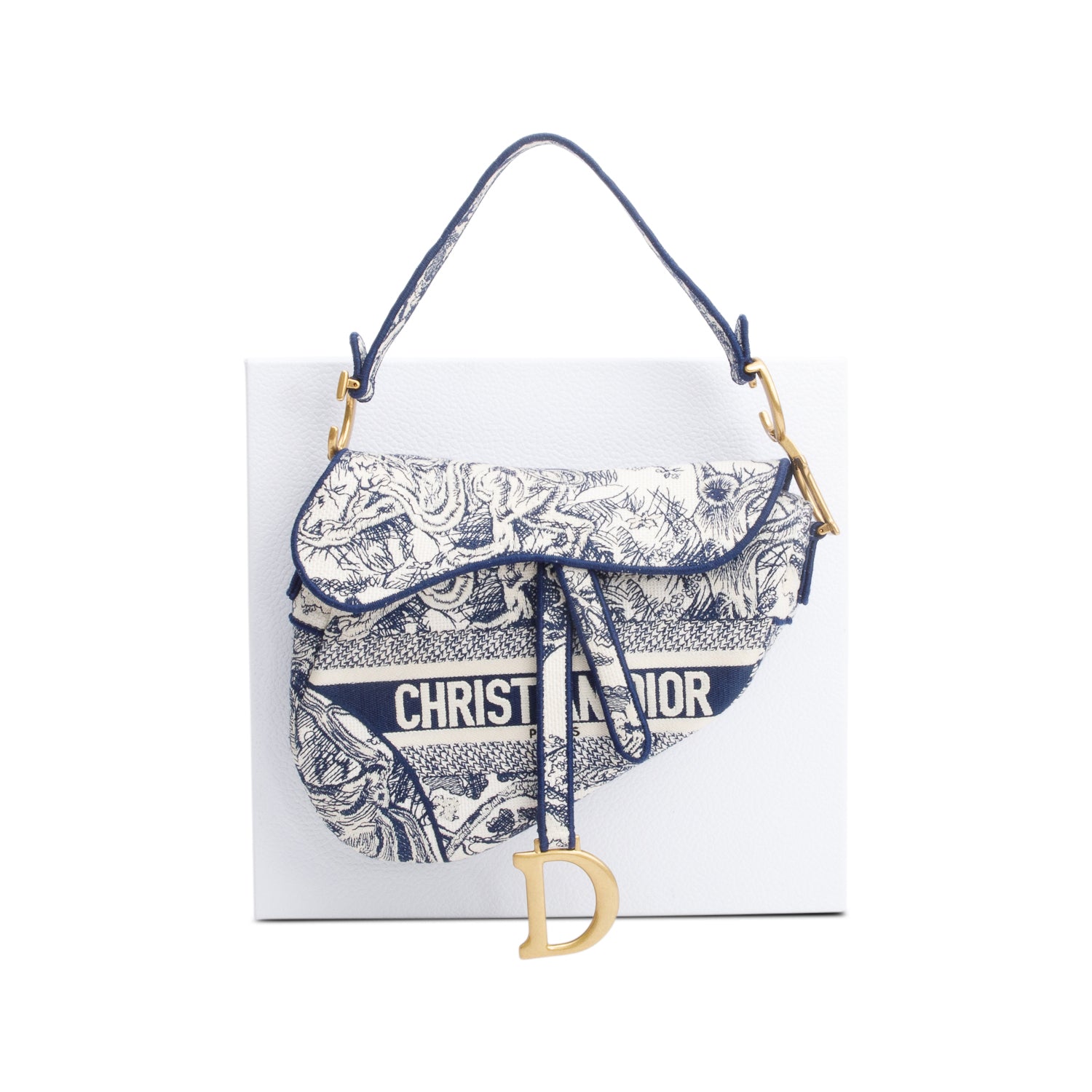 Christian Dior 2021 Toile de Jouy Medium Saddle Bag w/ Box, Receipt & Authenticity Card