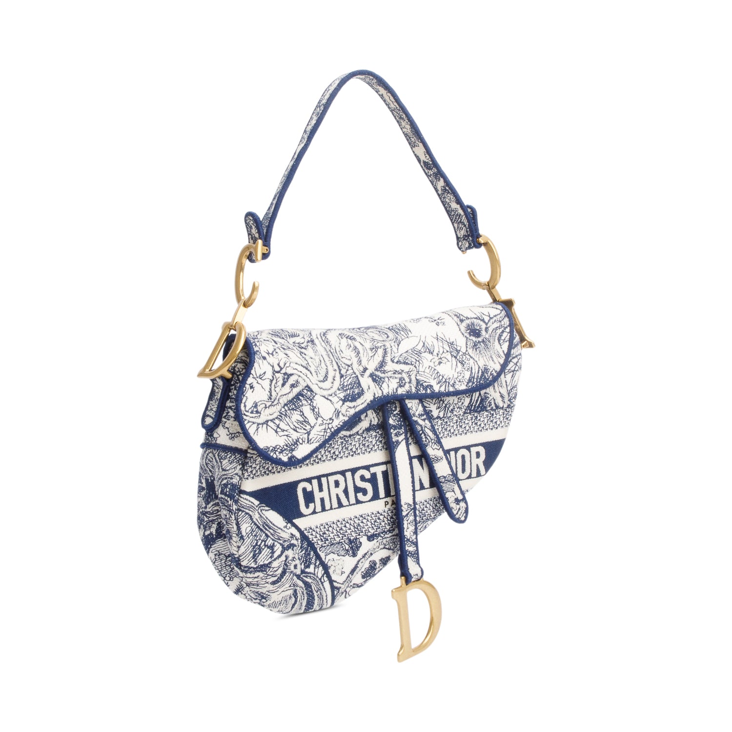 Christian Dior 2021 Toile de Jouy Medium Saddle Bag w/ Box, Receipt & Authenticity Card